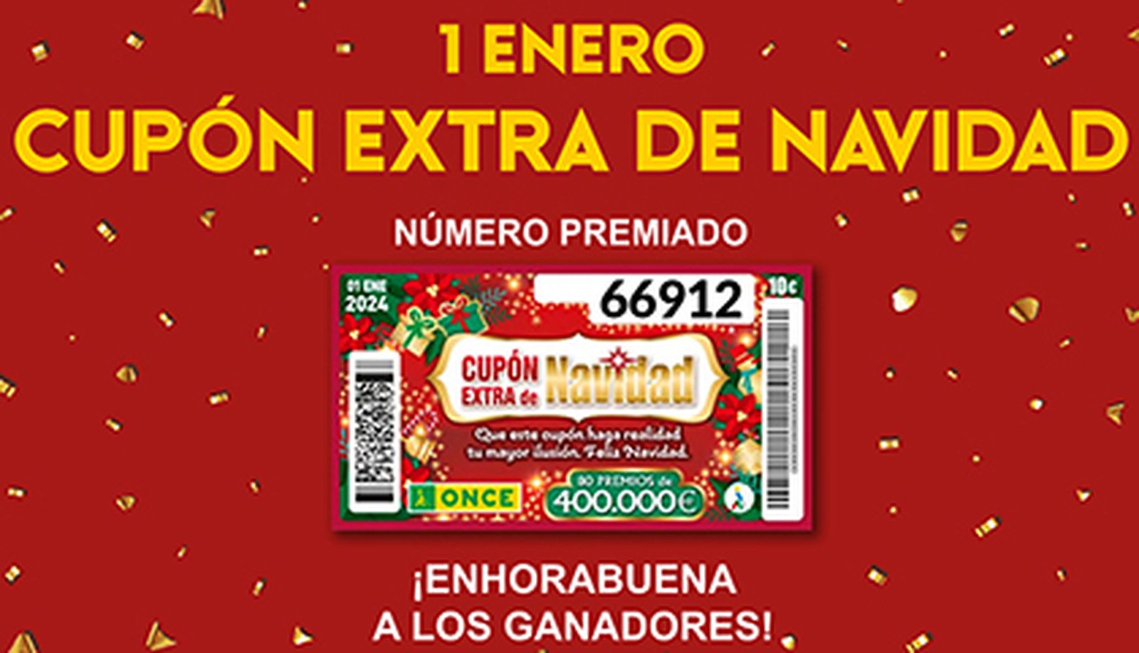 Este ha sido el número ganador del primer premio del extra de Navidad de la ONCE.