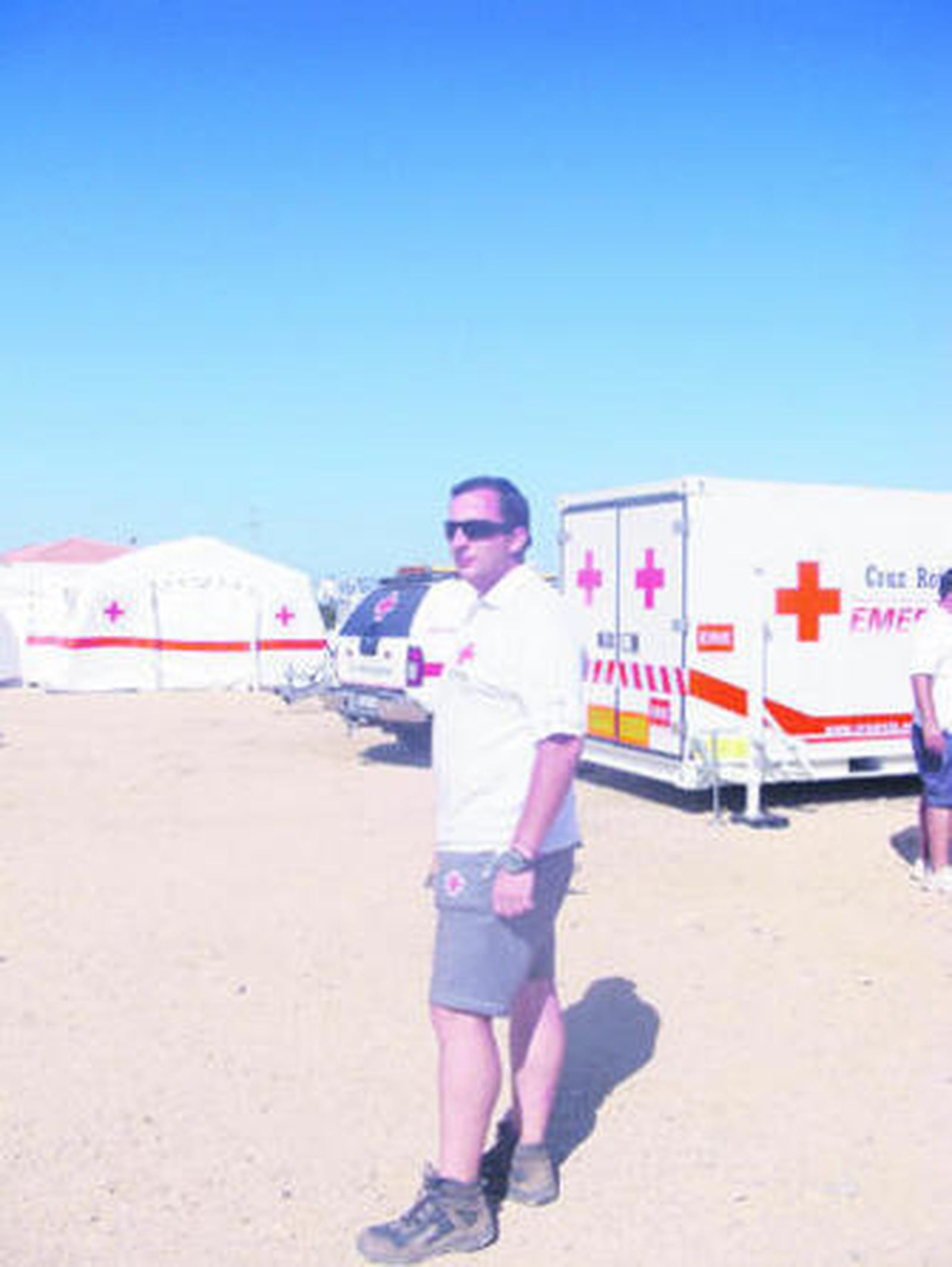 Juan de Dios Molina, frente al dispositivo simulado de ERIE.