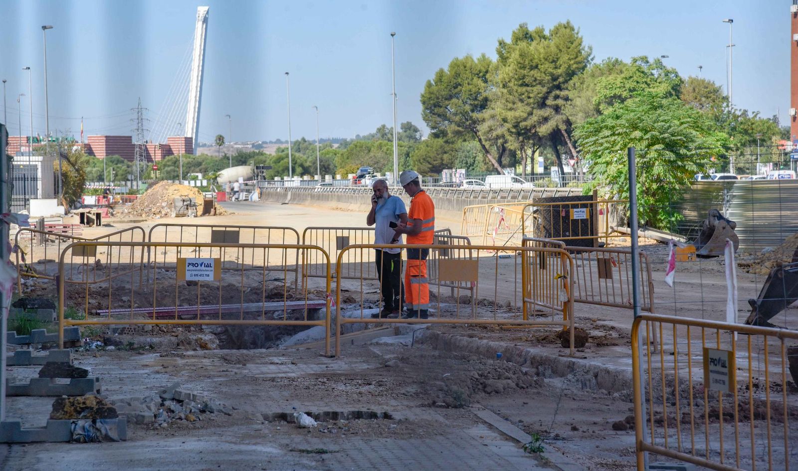 Las obras de la línea 3 del metro de Sevilla en Pino Montano