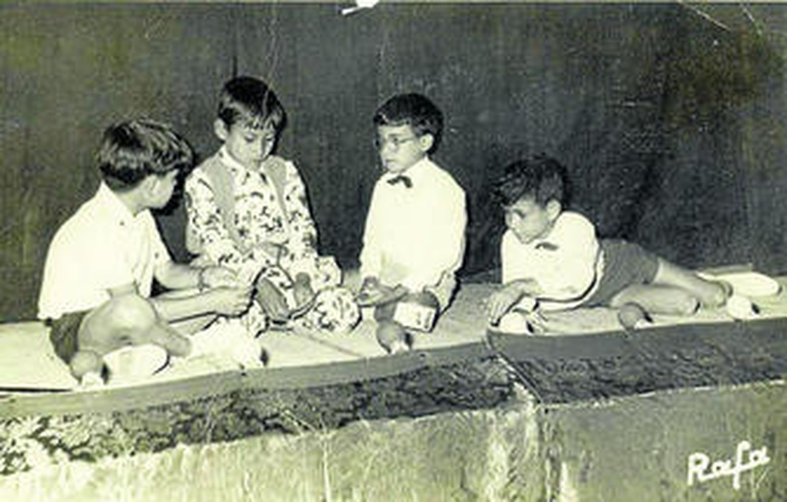 En el colegio de La Salle, en una obra de teatro con Kiko García Junquera, José Antonio Díaz y José Mª Morillo.