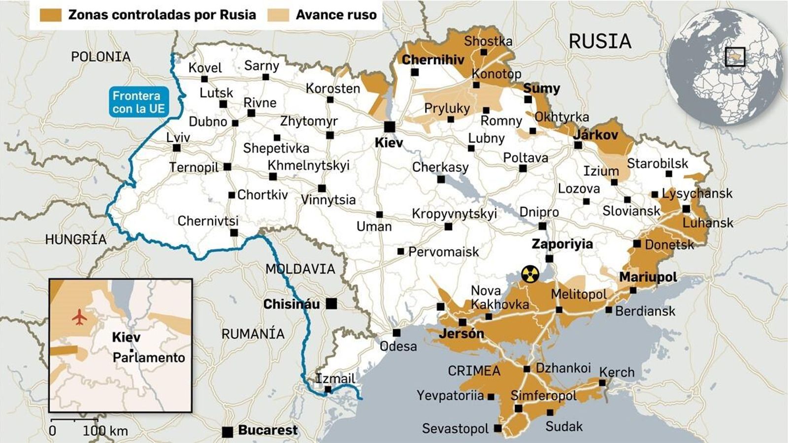 Avance ruso en Ucrania a 12 de marzo de 2022.