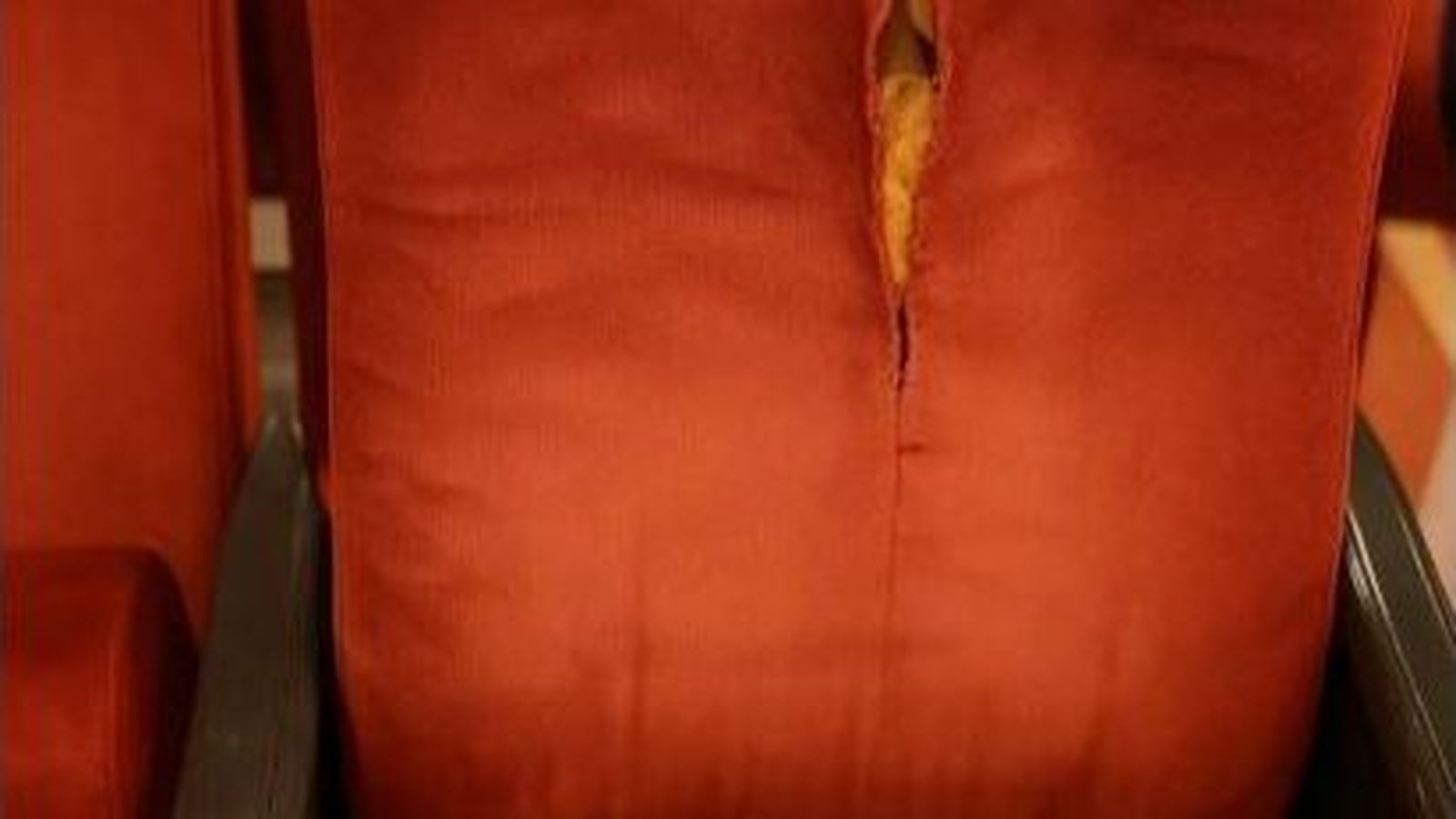 El respaldo rajado de uno de los asientos.