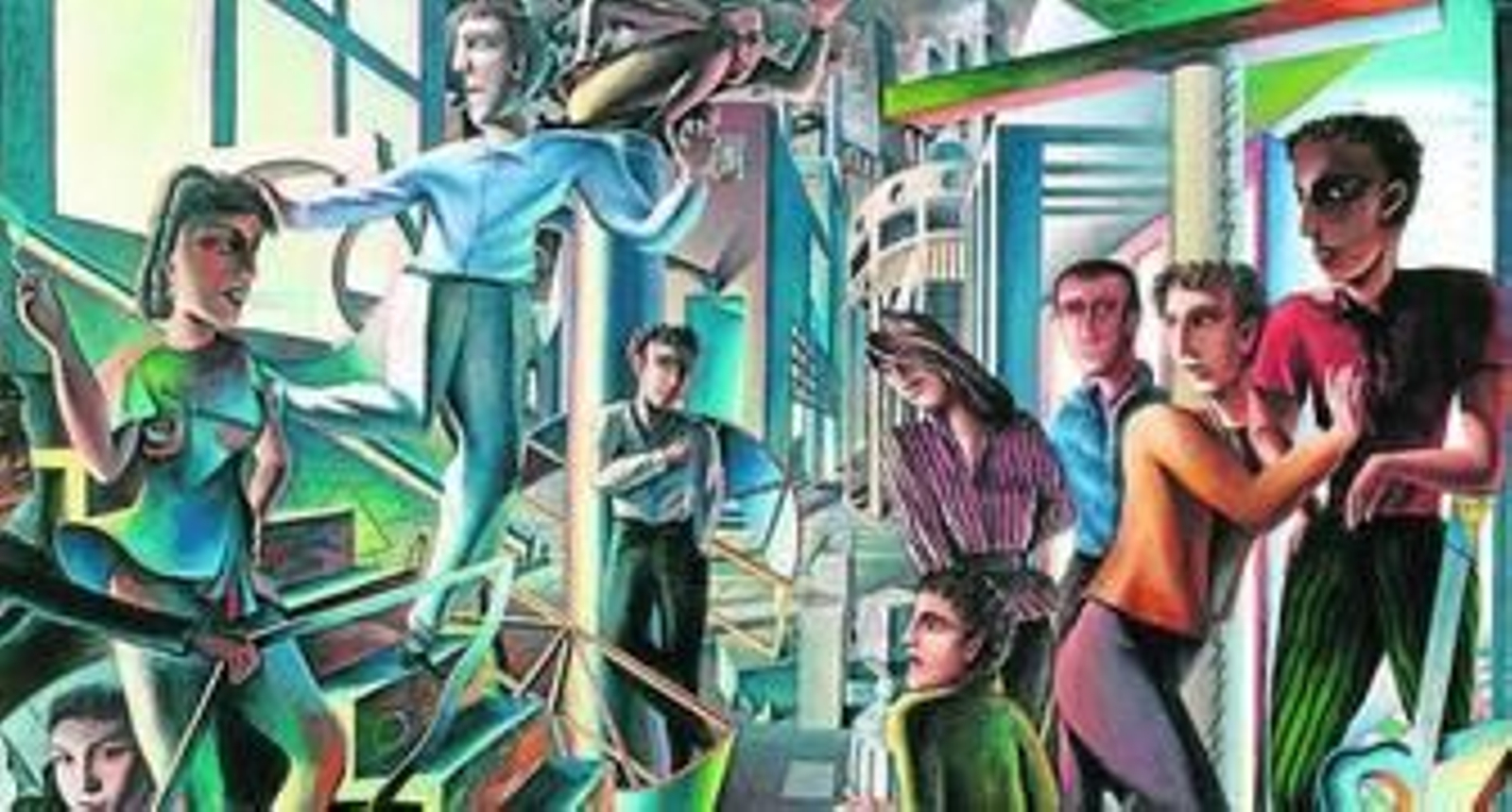 'Escena, personajes a la salida de un concierto de rock',  de Guillermo Pérez Villalta, pintado en 1979.