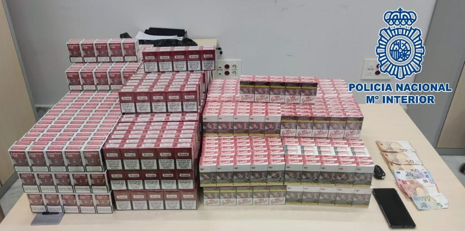 Cajetillas de tabaco decomisadas por la Policía Nacional en Jerez.