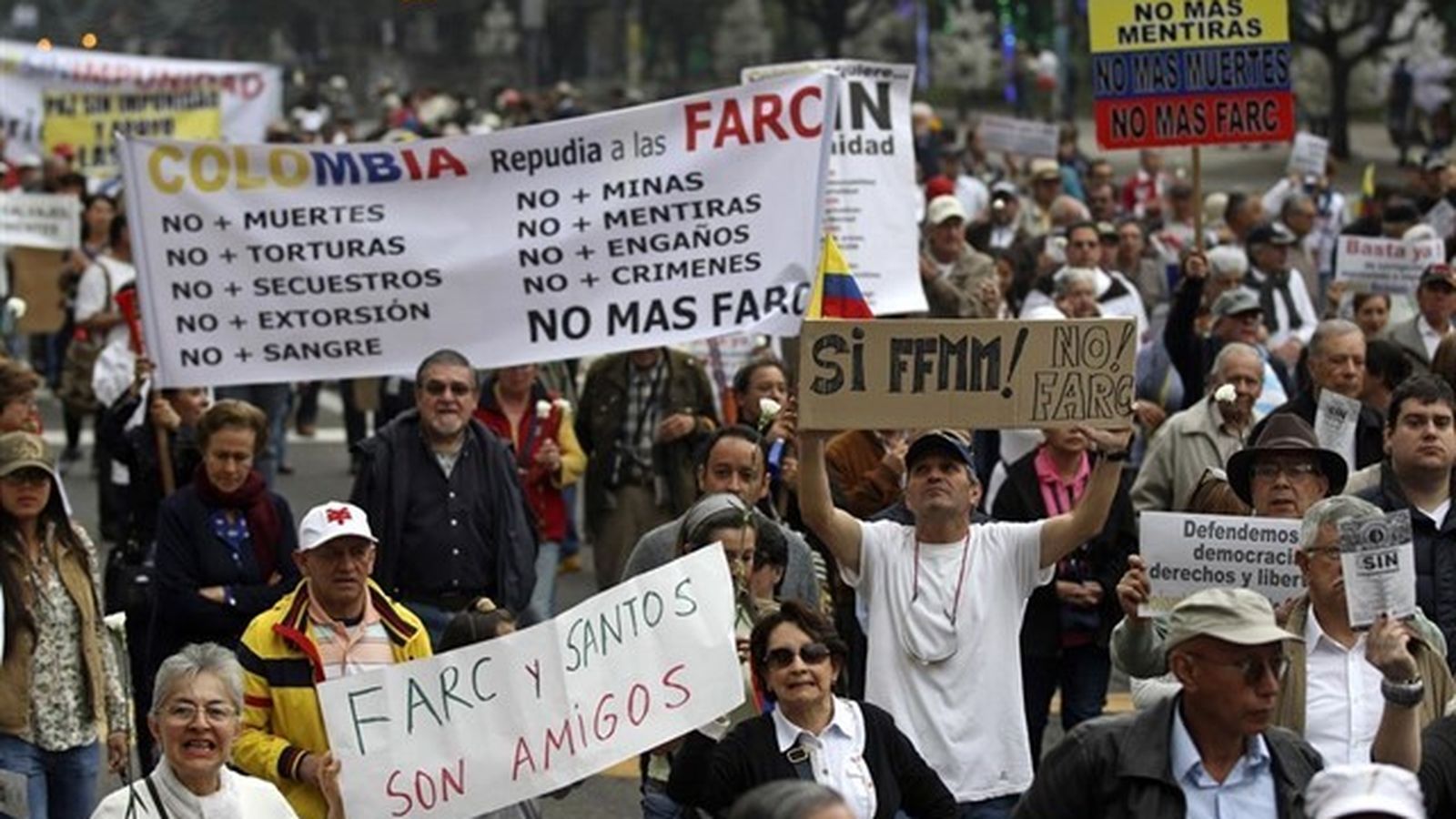 Una manifestación contra las FARC.