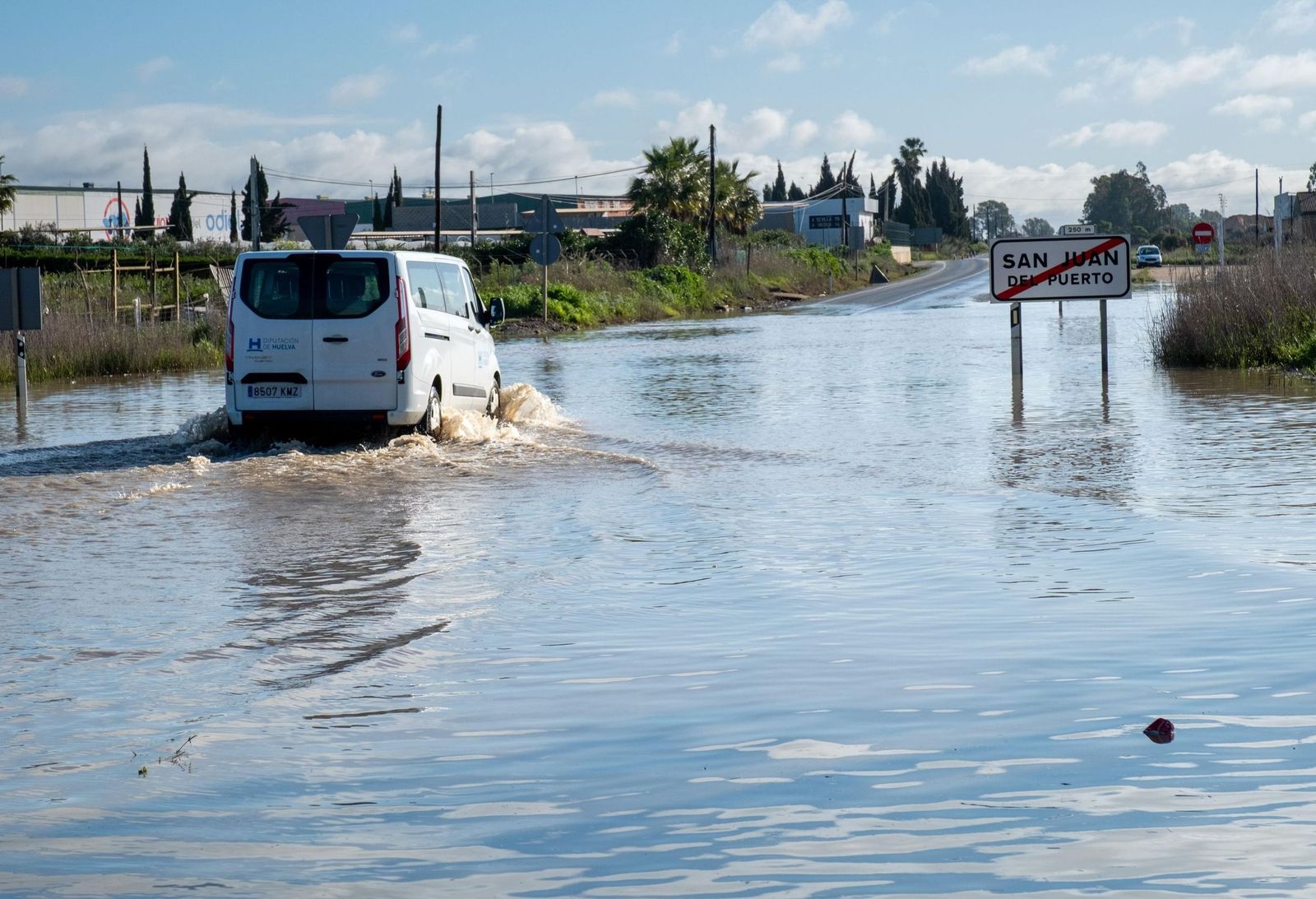 Inundaciones en San Juan del Puerto por una borrasca el pasado marzo.
