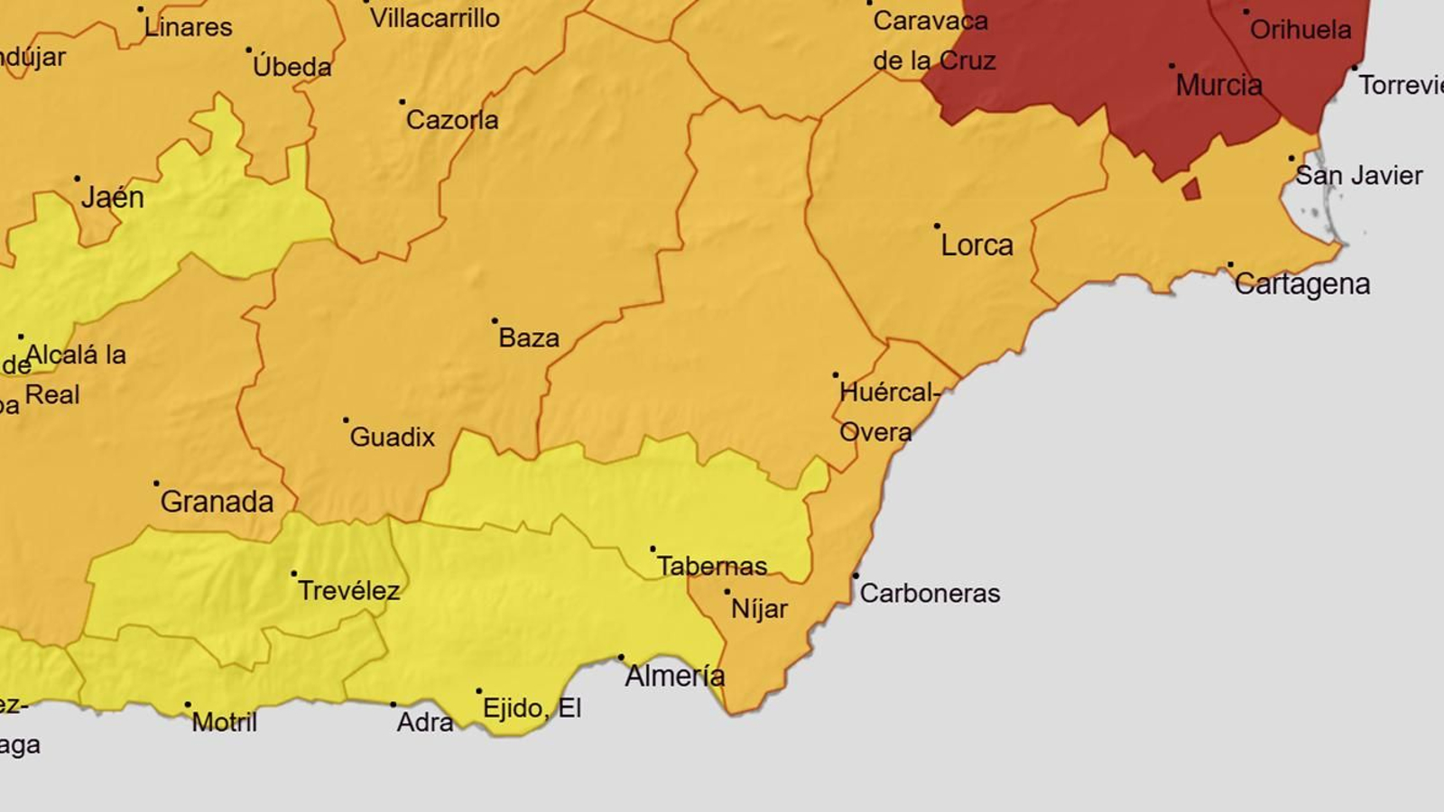 Mapa de alertas por calor para el lunes 18 de agosto.