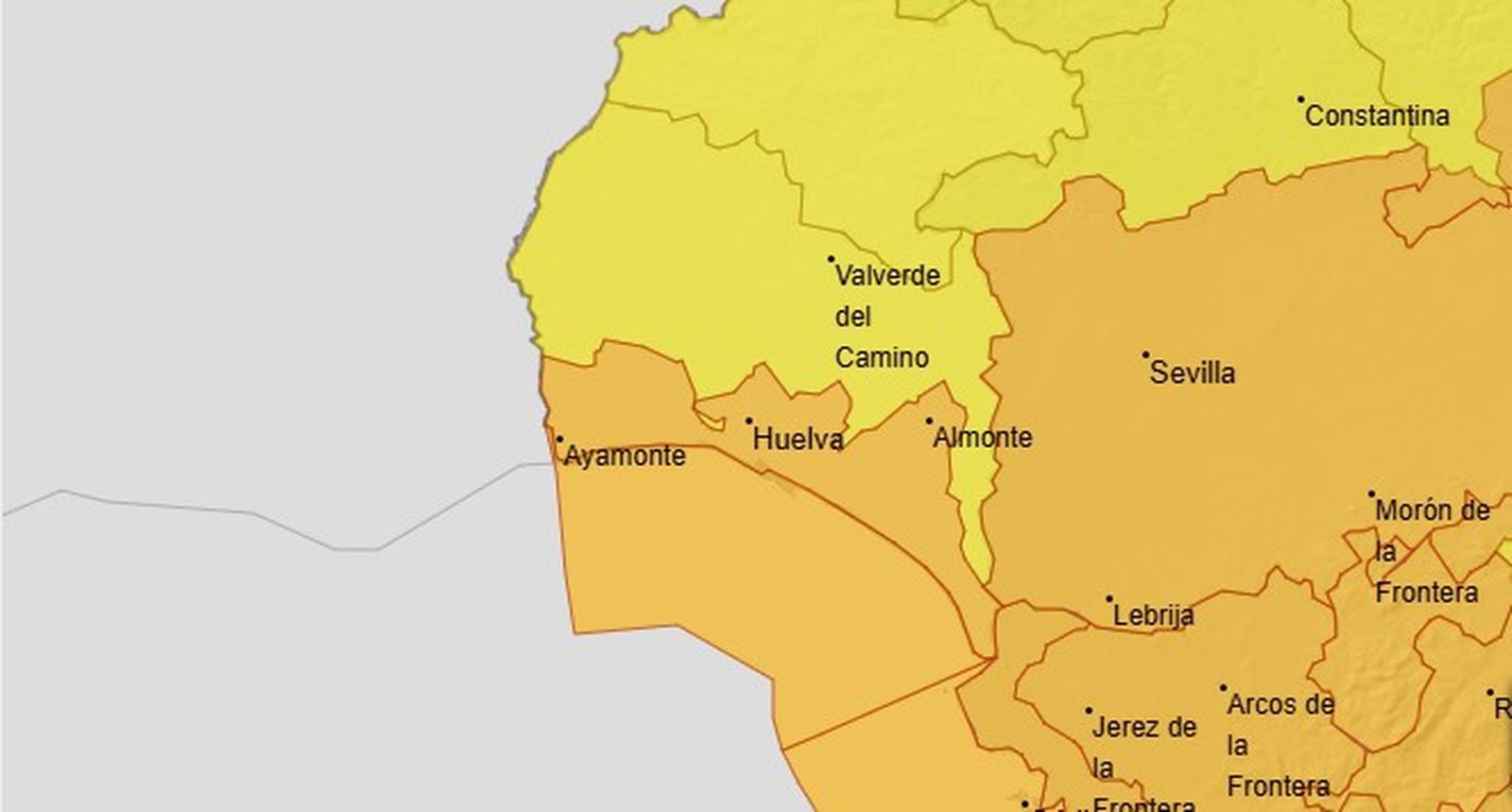 Avisos amarillo y naranja para este miércoles en Huelva.