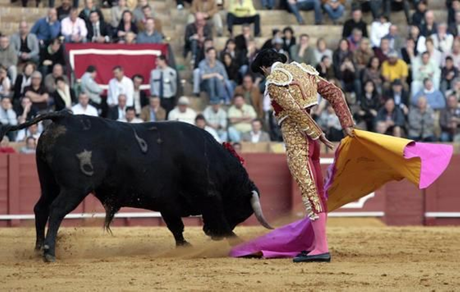 Antonio Nazaré en un lance de la faena con el capote.

Foto: Juan Carlos Muñoz