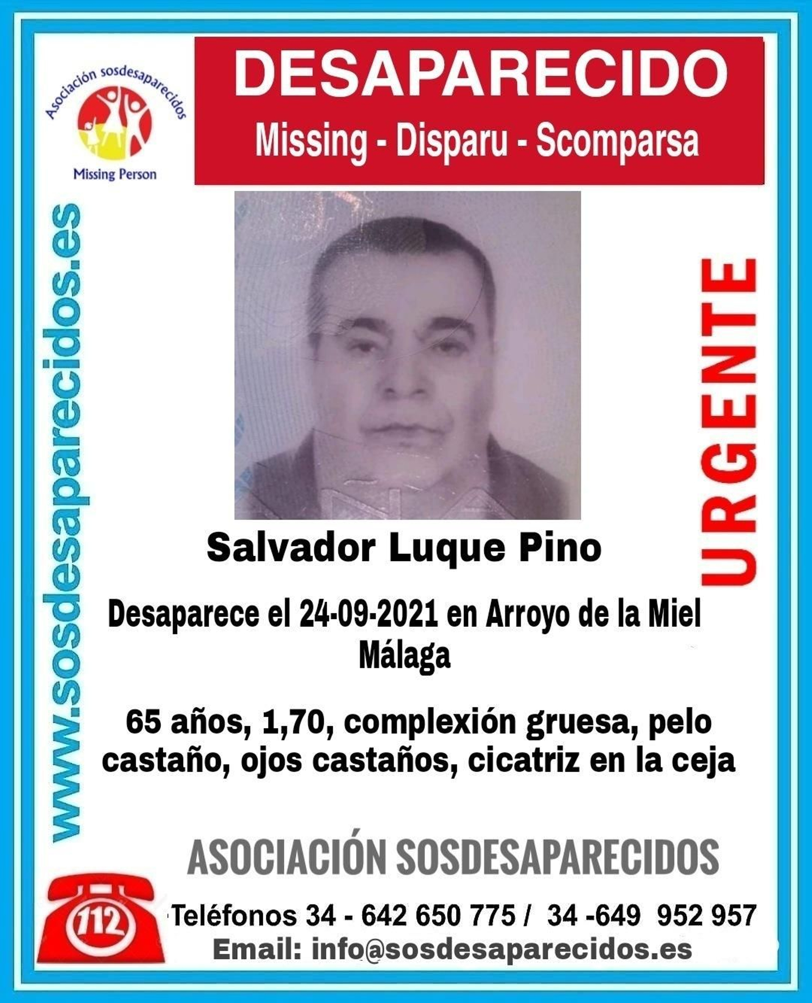 Hombre desaparecido en Arroyo de la Miel. Hombre desaparecido en Arroyo de la Miel.