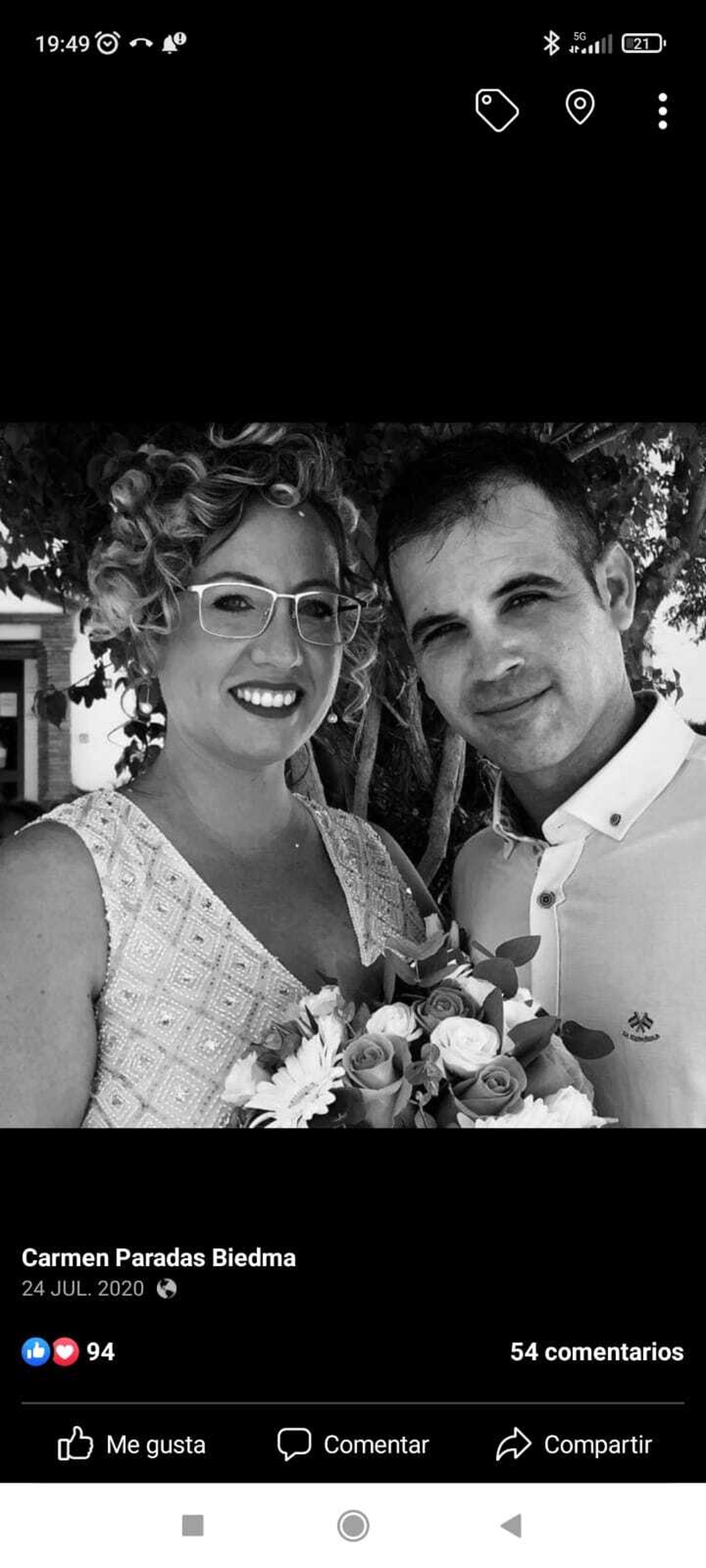 Carmen y Jonatan el día que celebraron su boda civil.