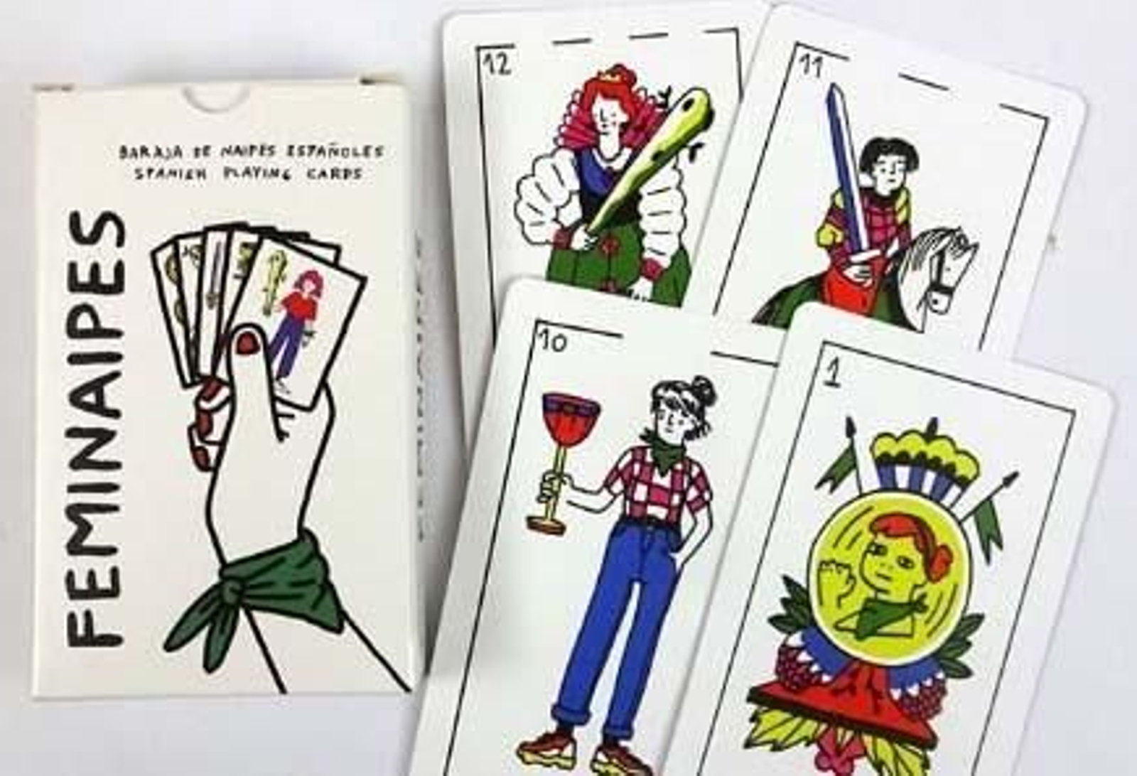 Algunas de las cartas de la baraja de Feminaipes