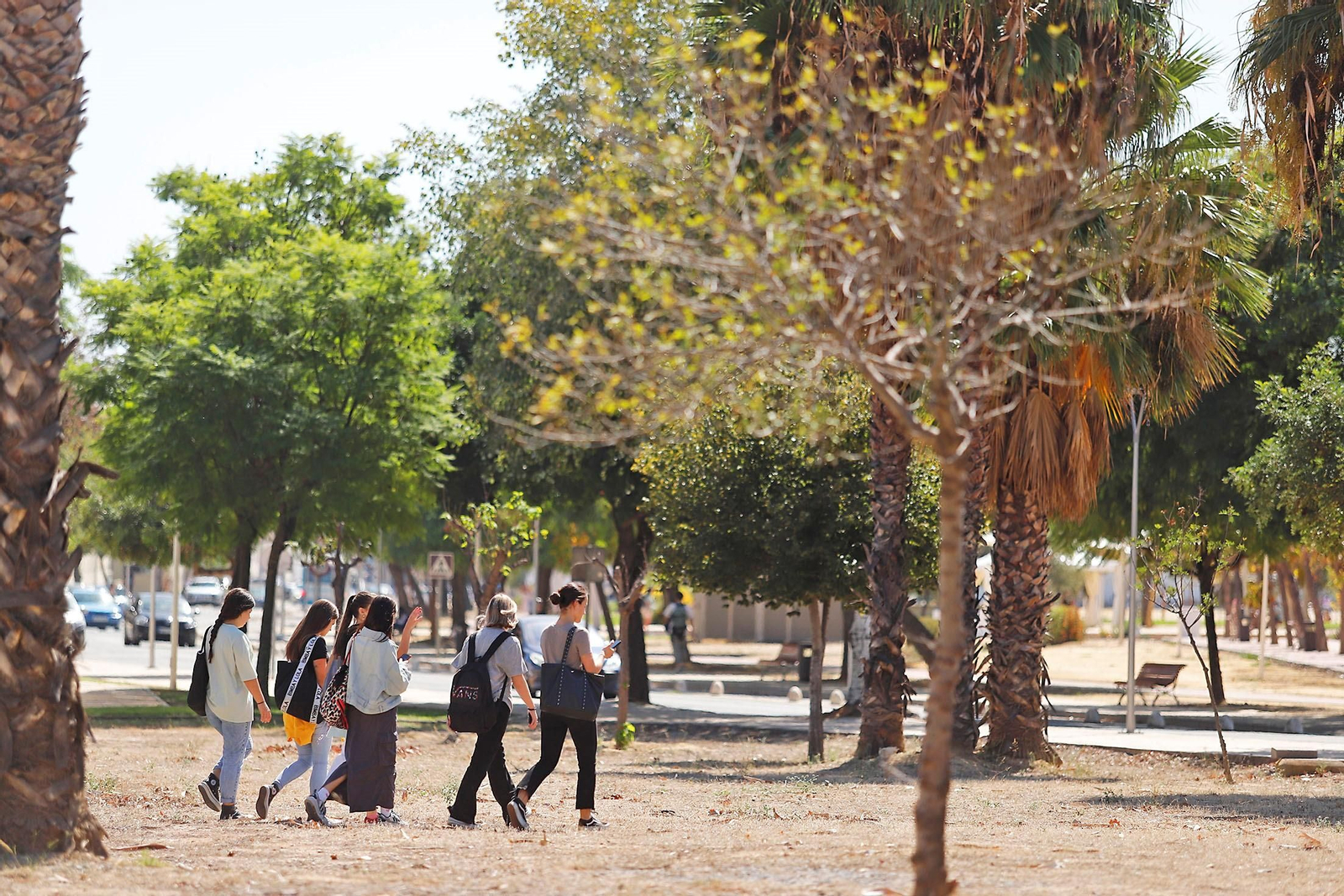Jóvenes universitarios en el campus del Carmen de la UHU.