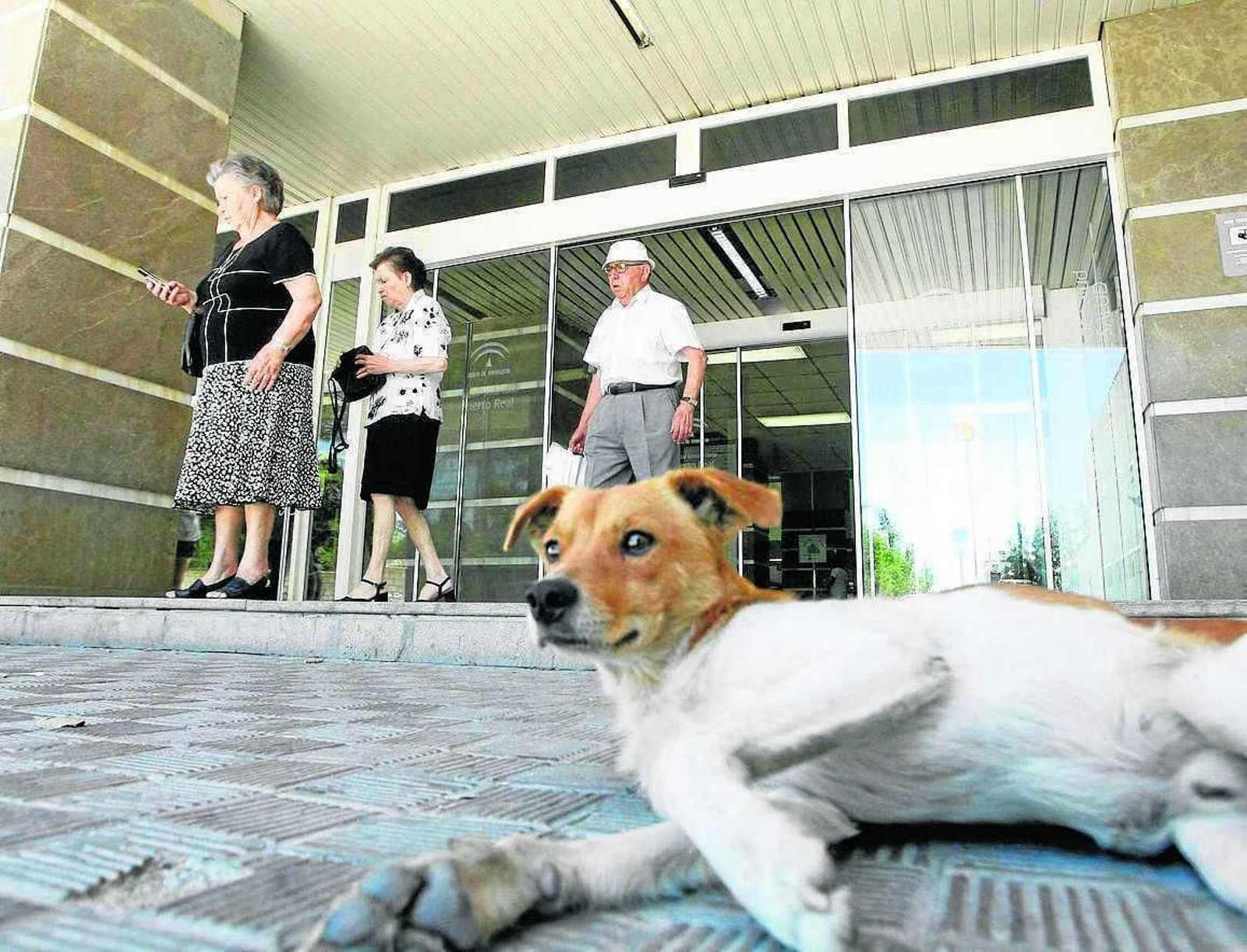Una de las puertas de acceso al Hospital de Puerto Real.