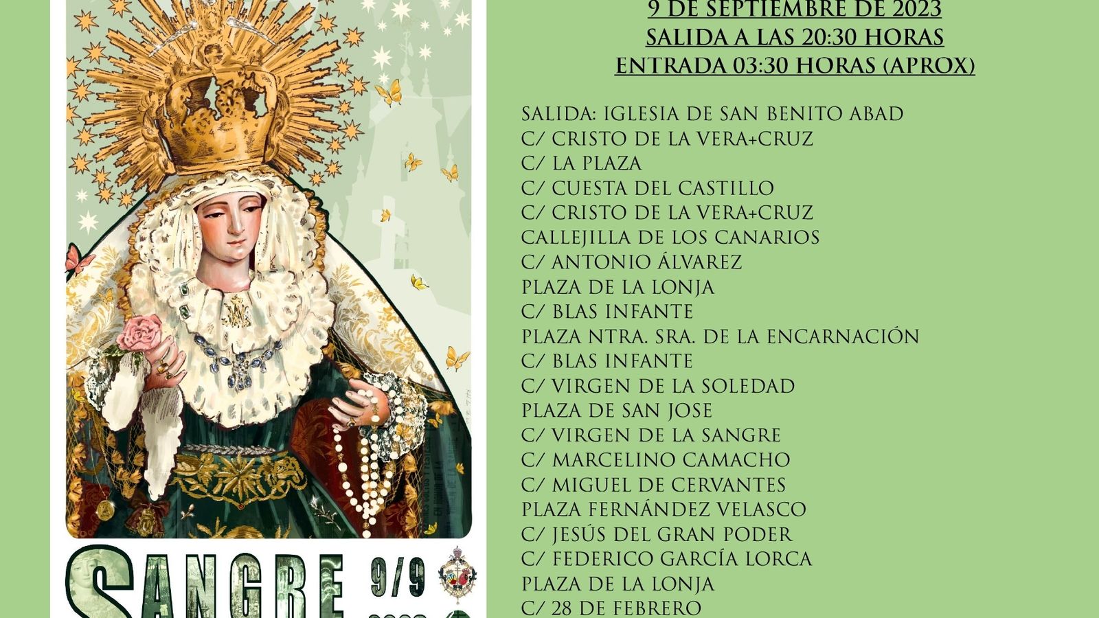 Itinerario completo de la procesión