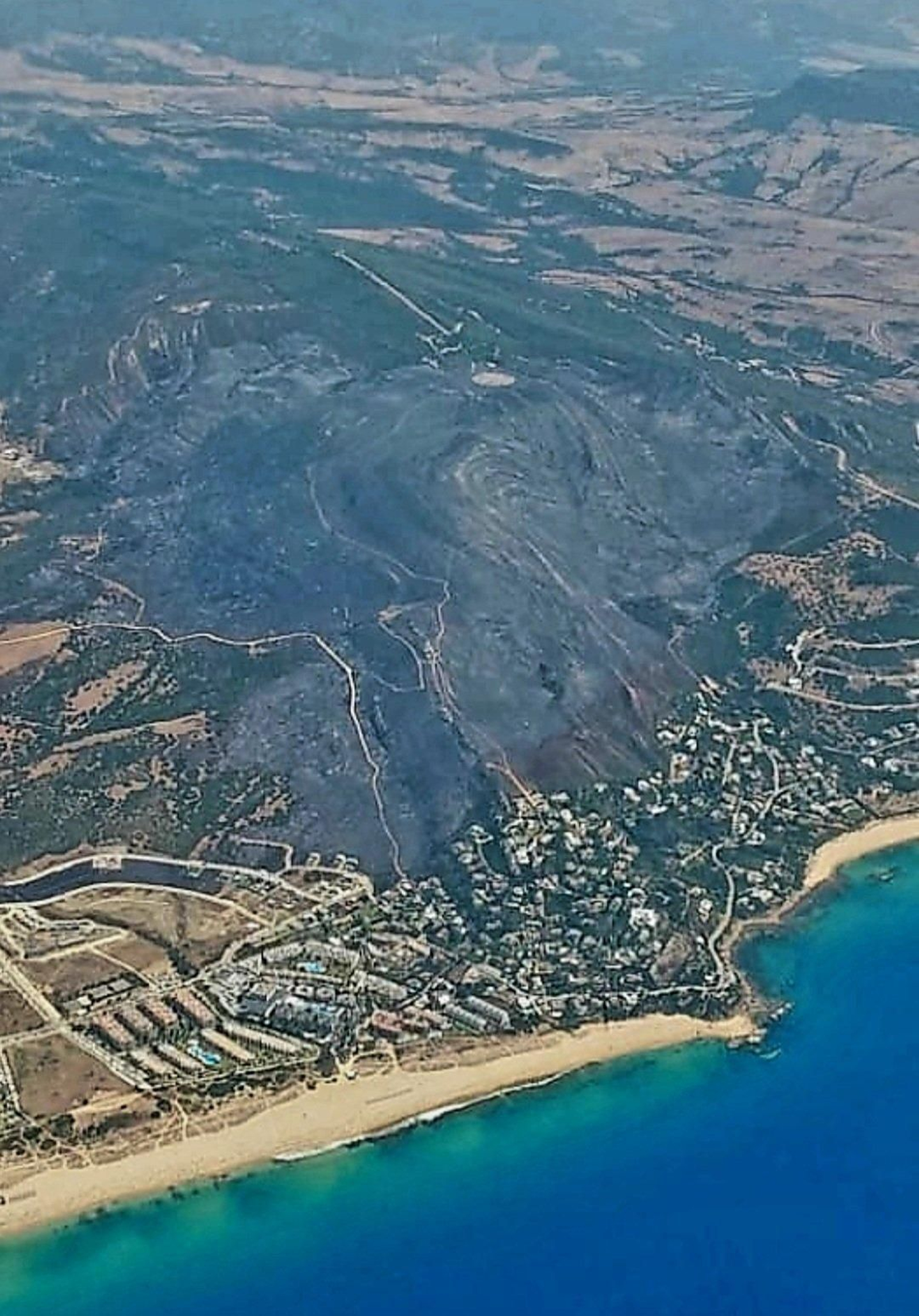 Imagen del área arrasada por el incendio de Tarifa.