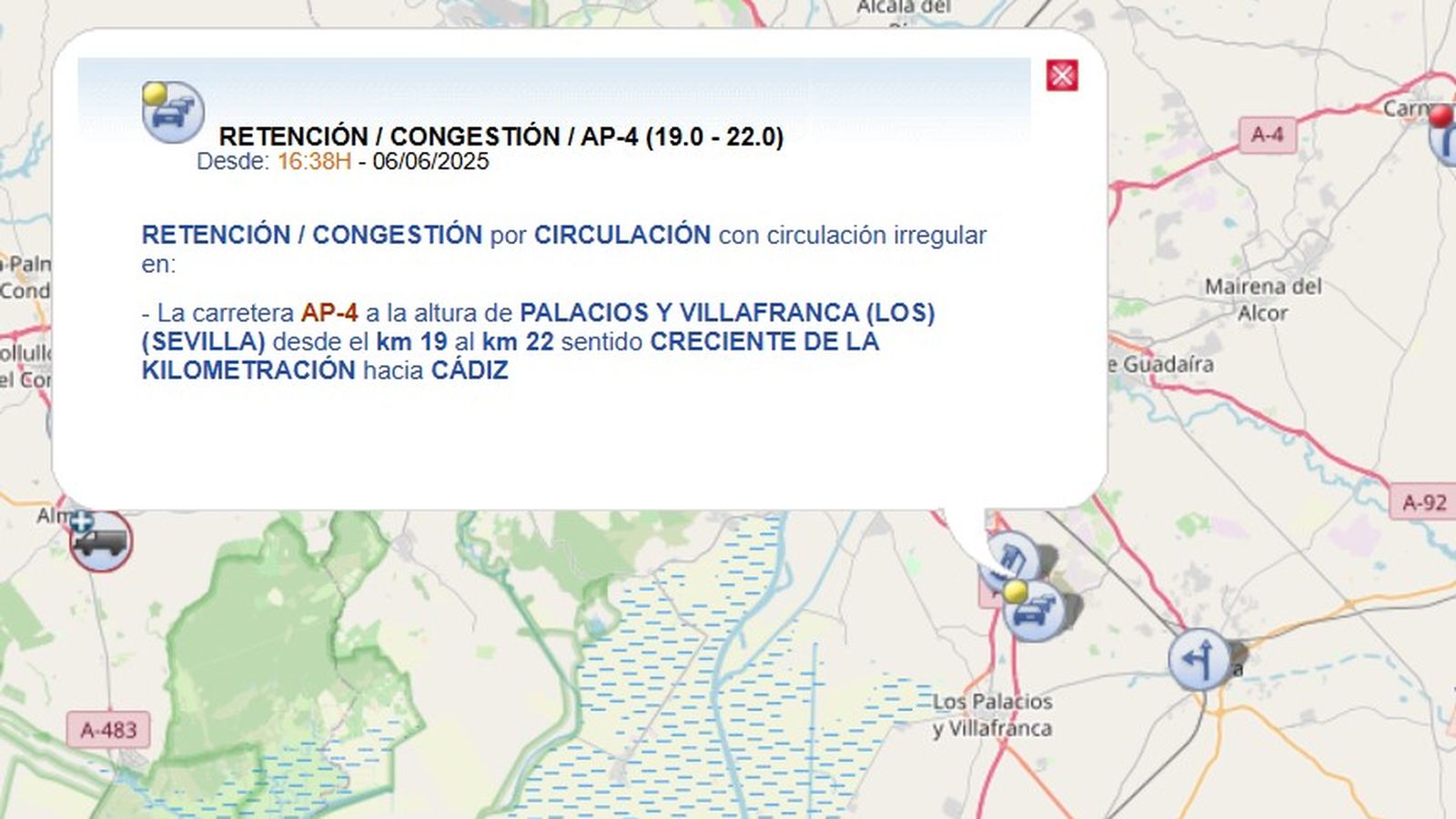 Retenciones en la AP-4 este viernes