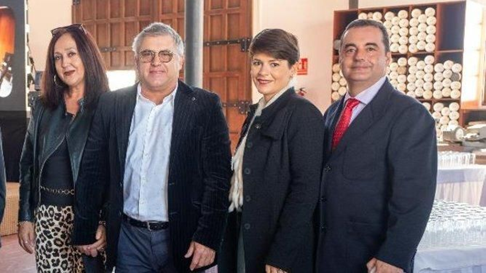 Pepa Lima, Andrés Castro, María Luz Romero y Antonio Jiménez, en el museo del Dique de Navantia, durante la celebración.