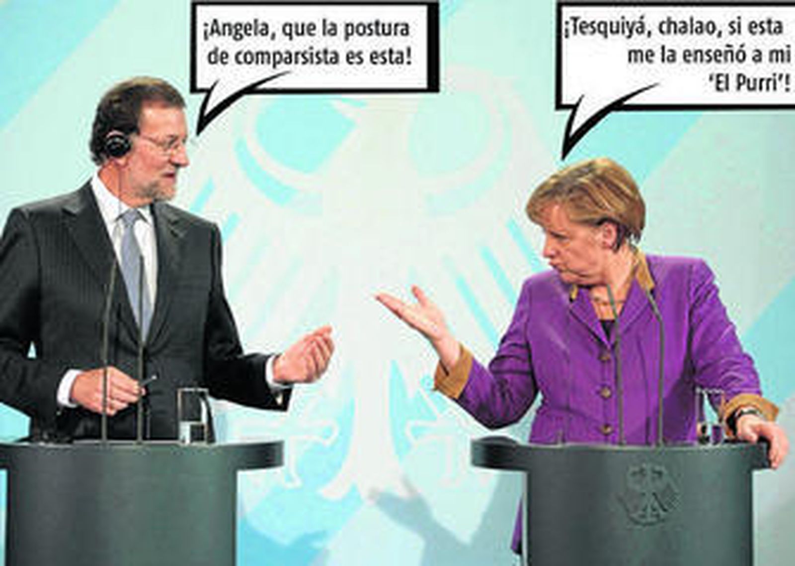 Angela Merkel y 'El Purri' se llevan de calle a Rajoy