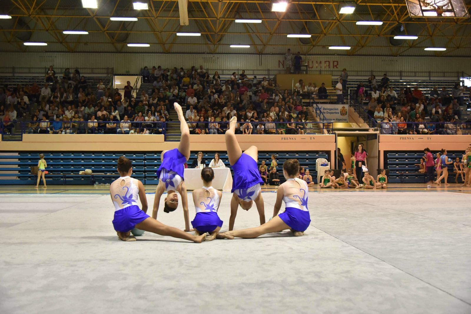 Una exhibición de gimnasia rítmica en el pabellón Juan Carlos Mateo.