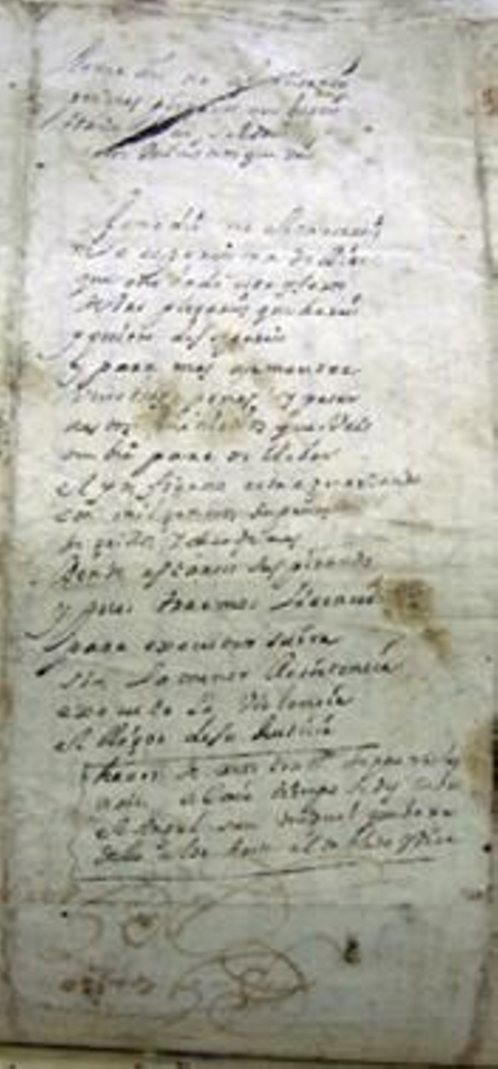 Fragmento de un auto sacramental representado en Algeciras en 1729. Copia en el dorso de la compra de una casa.