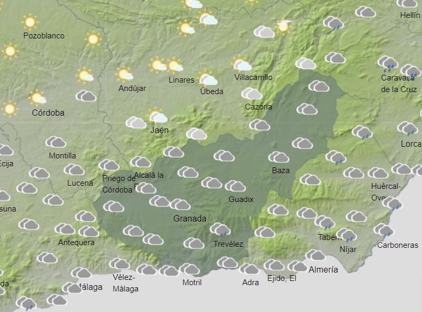 Tiempo en Granada | Diciembre comienza  con lluvias y heladas nocturnas en zonas de montaña
