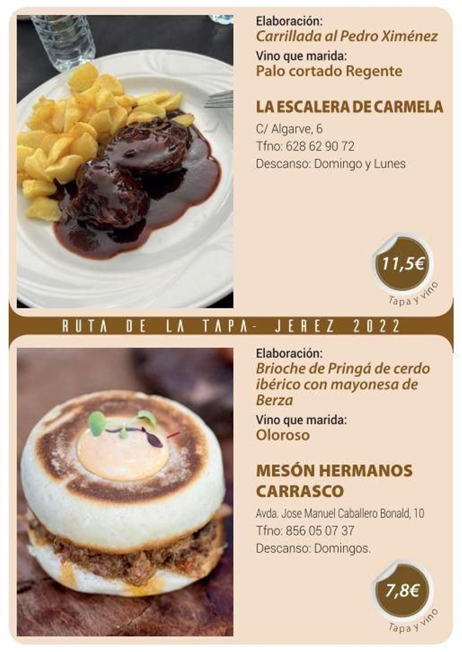 Ruta de la Tapa 'DesTapa Jerez': establecimientos, tapas maridadas y precios