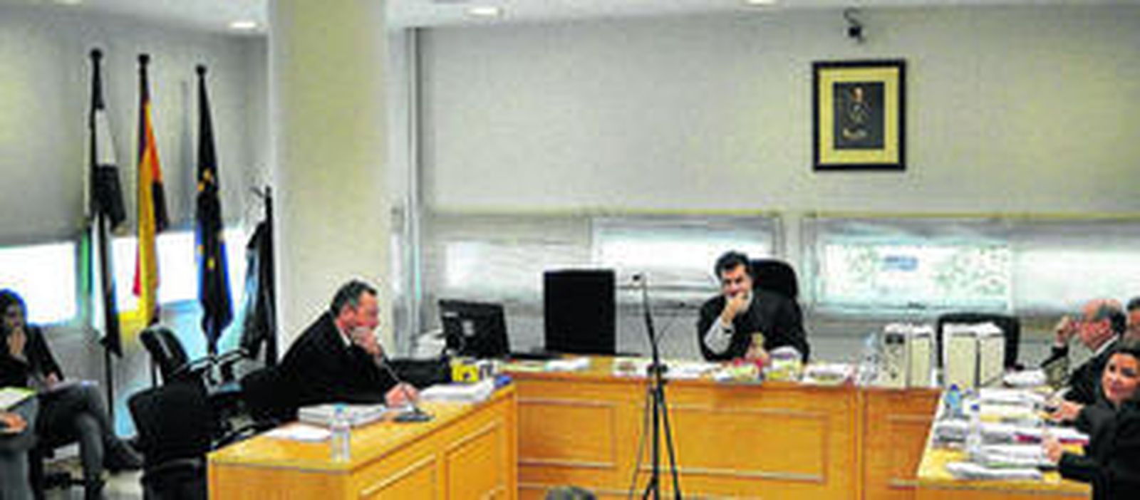 Una sala de vistas de los juzgados del edificio Noga, que cuentan con sistemas de grabación, en una imagen de archivo de un juicio.