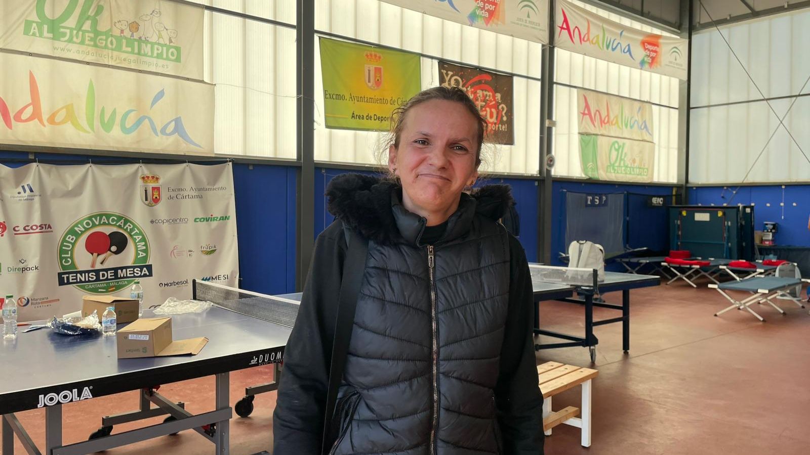 Nuria Rodríguez, vecina de Cártama, en el pabellón donde se alojó con su familia tras ver inundada su casa