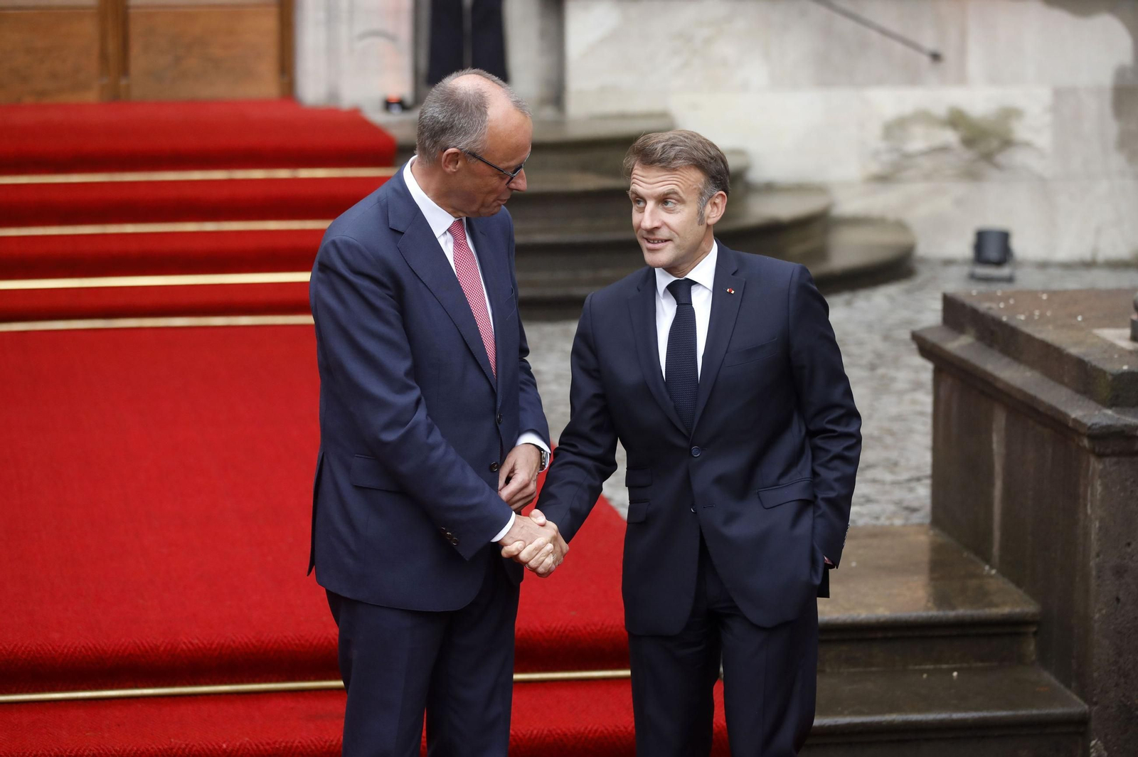 El canciller alemán, Friedrich Merz, y el presidente de Francia, Emmanuell Macron.