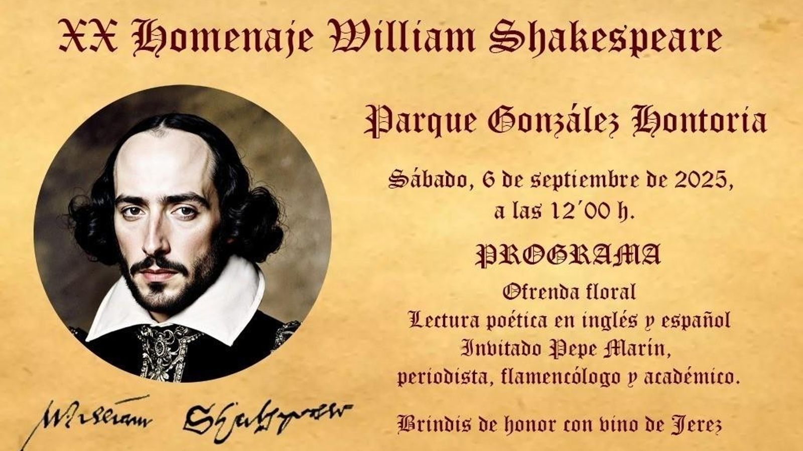 Tarjeta de invitación del XX Homenaje a Shakespeare. Tarjeta de invitación del XX Homenaje a Shakespeare.