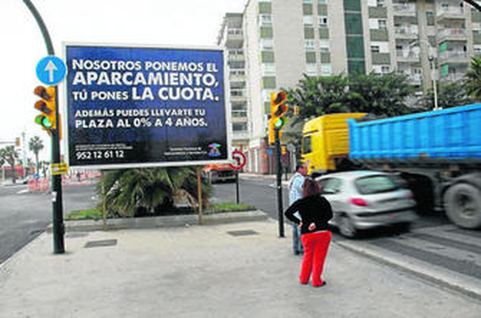 Cartel de una de las promociones de Smassa para vender plazas de parking.