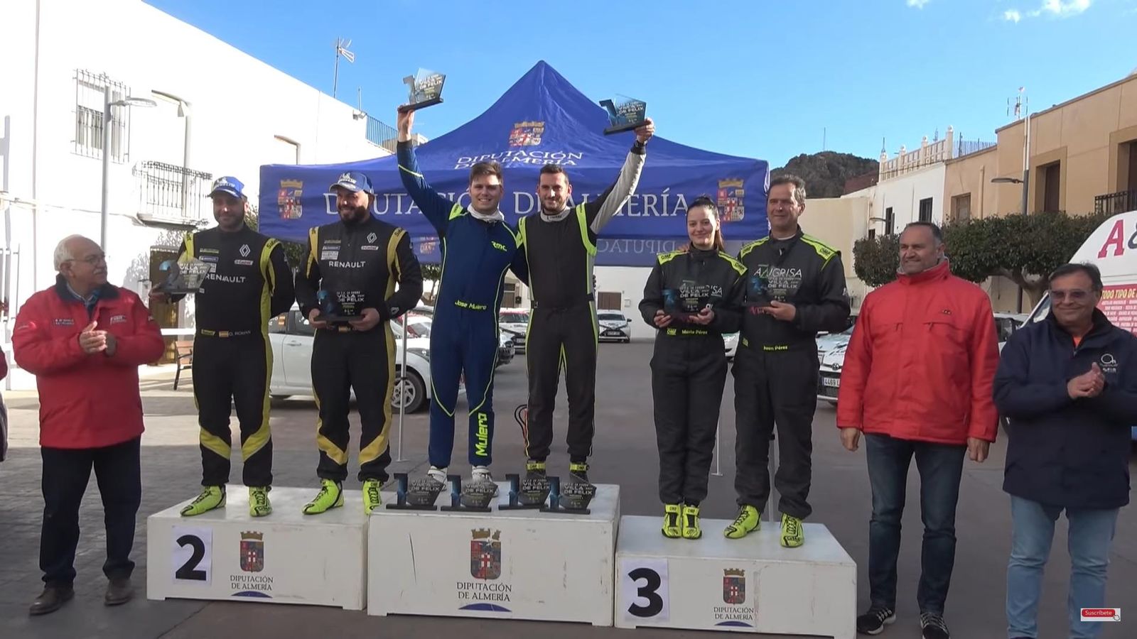 Podio absoluto del Tramo Cronometrado de Félix con los murcianos José Carlos Mulero y Carlos Fernández en el centro.