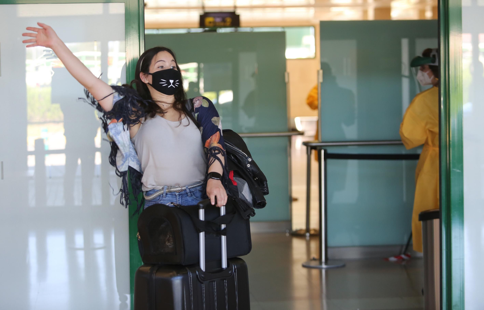 Llegada del primer vuelo internacional procedente de Alemania al aeropuerto de Jerez