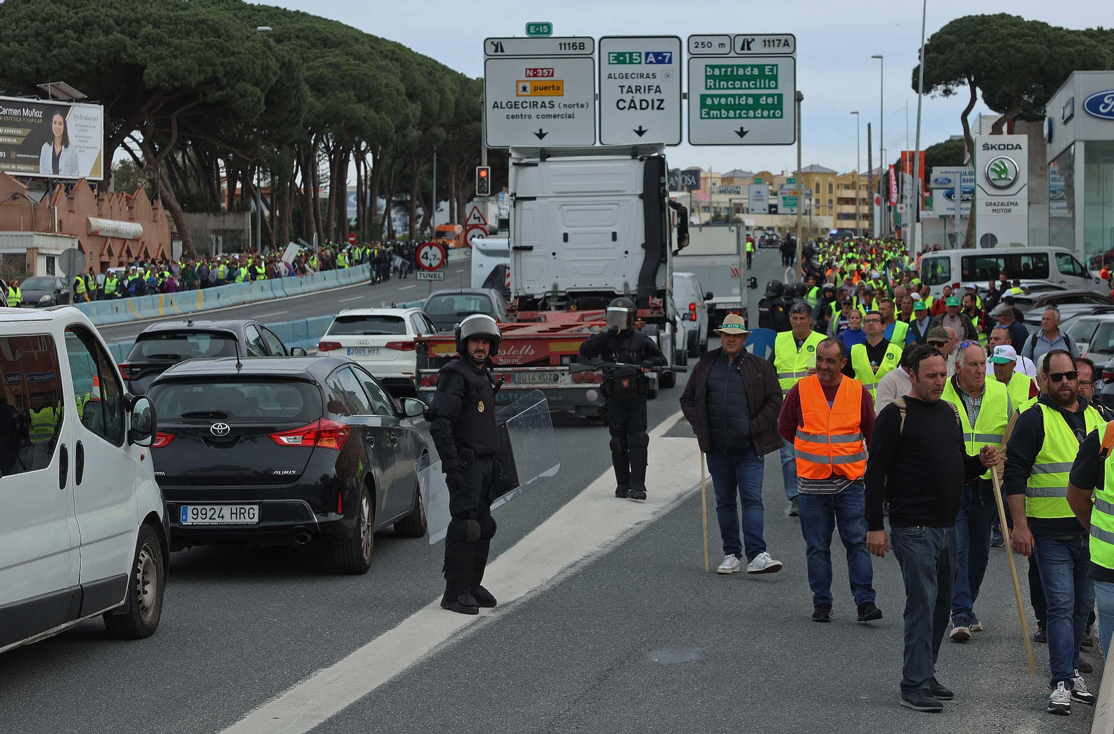 Imágenes de las protestas de los agricultores en Algeciras