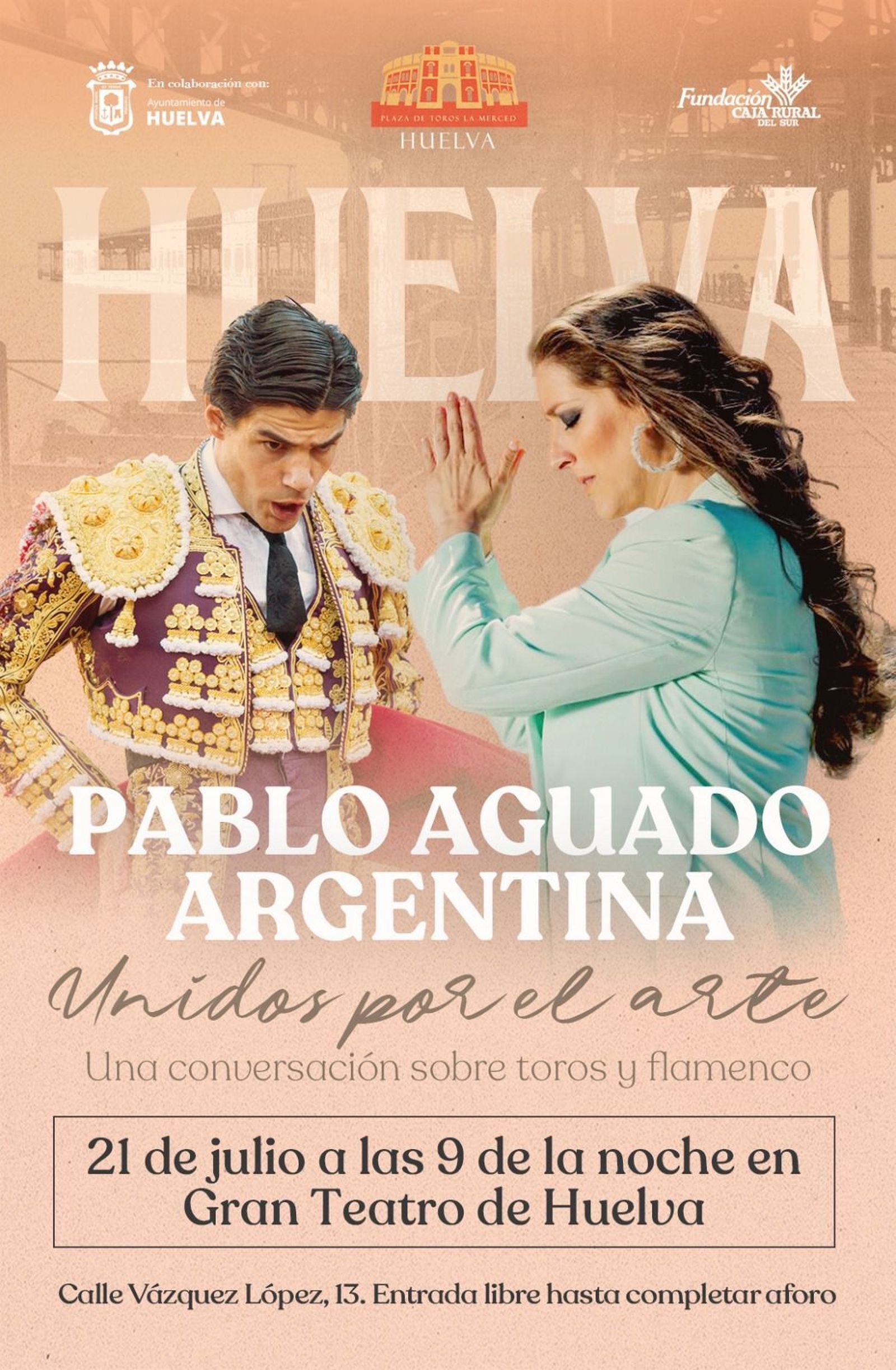 Cartel anunciador del encuentro entre Pablo Aguado y Argentina.