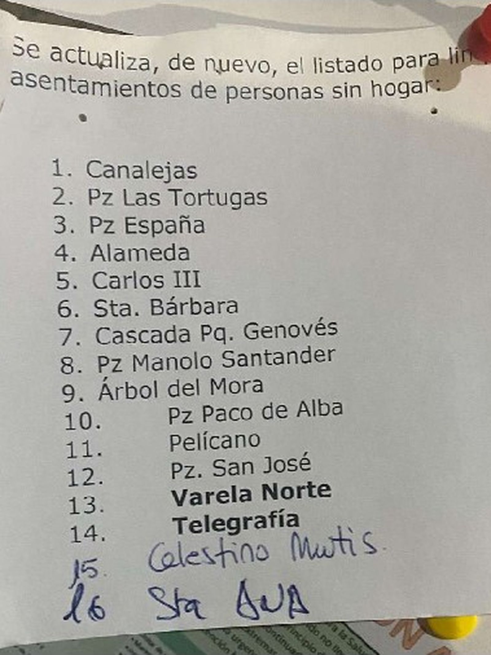 Listado de "limpieza de jardines en asentamientos de personas sin hogar".