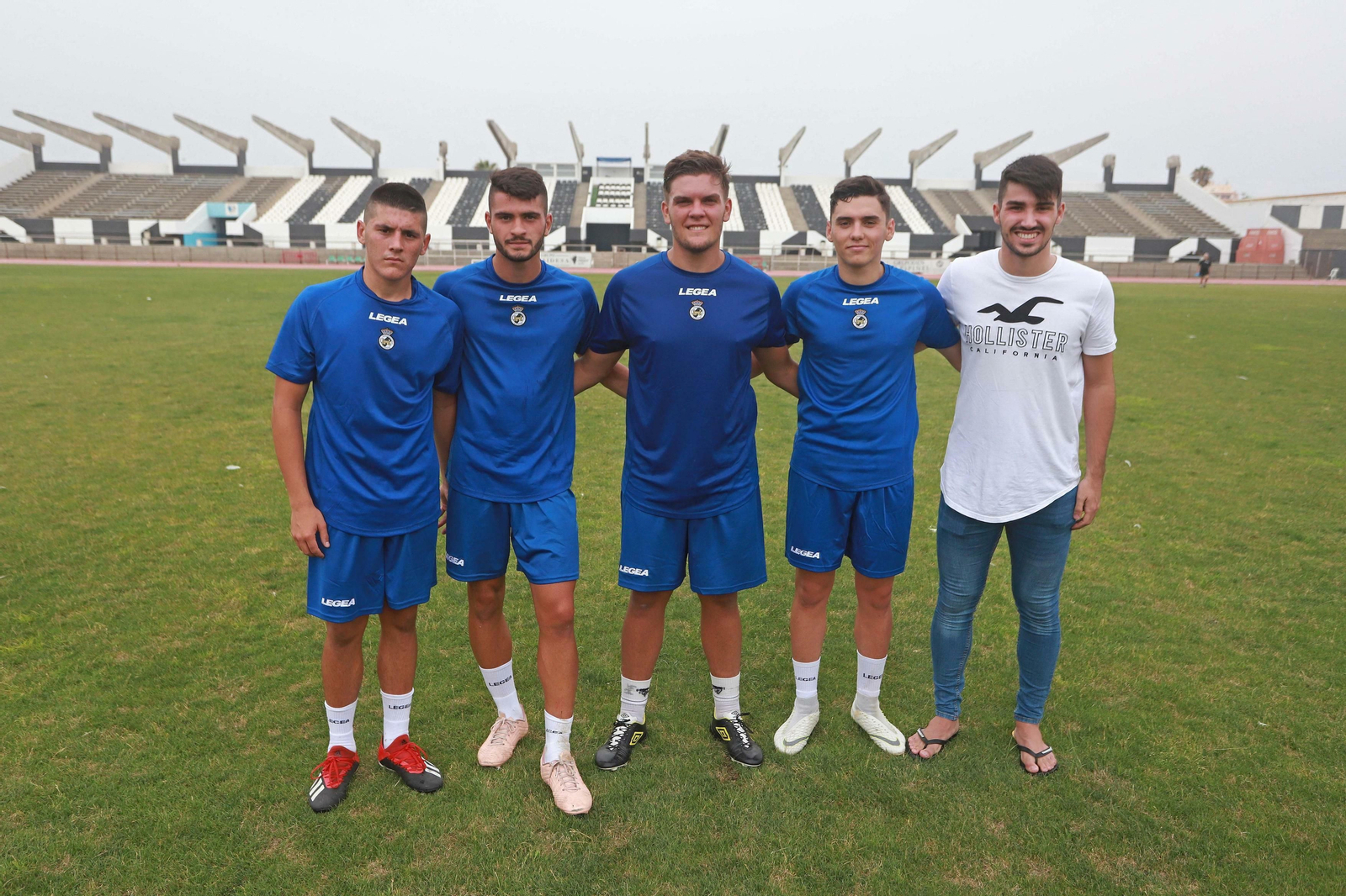 Mai, Josema, Juan Ramos, Jesús Méndez y Manu, en un entrenamiento con la Balona.