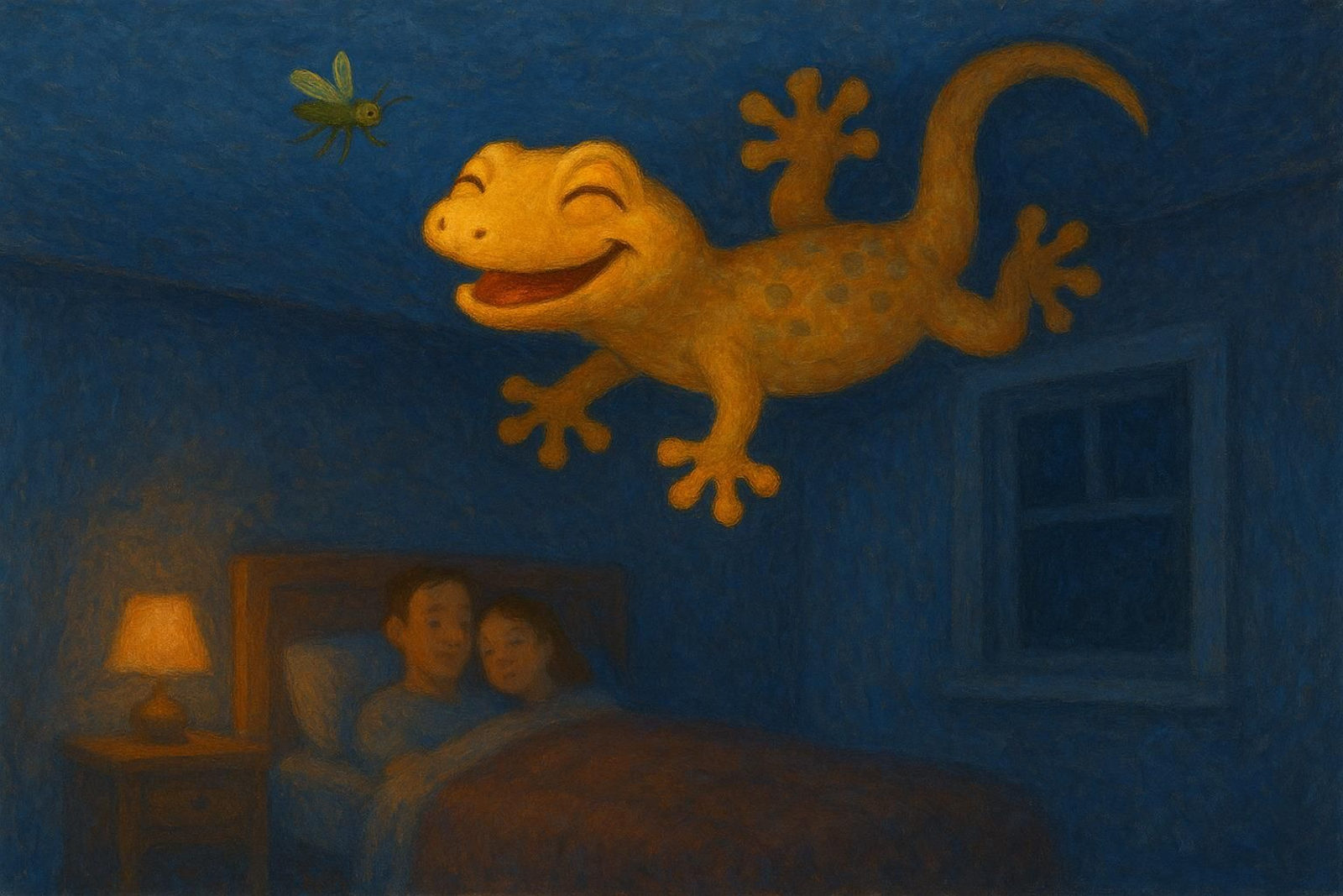 Ilustración de 'La salamanquesa feliz'
