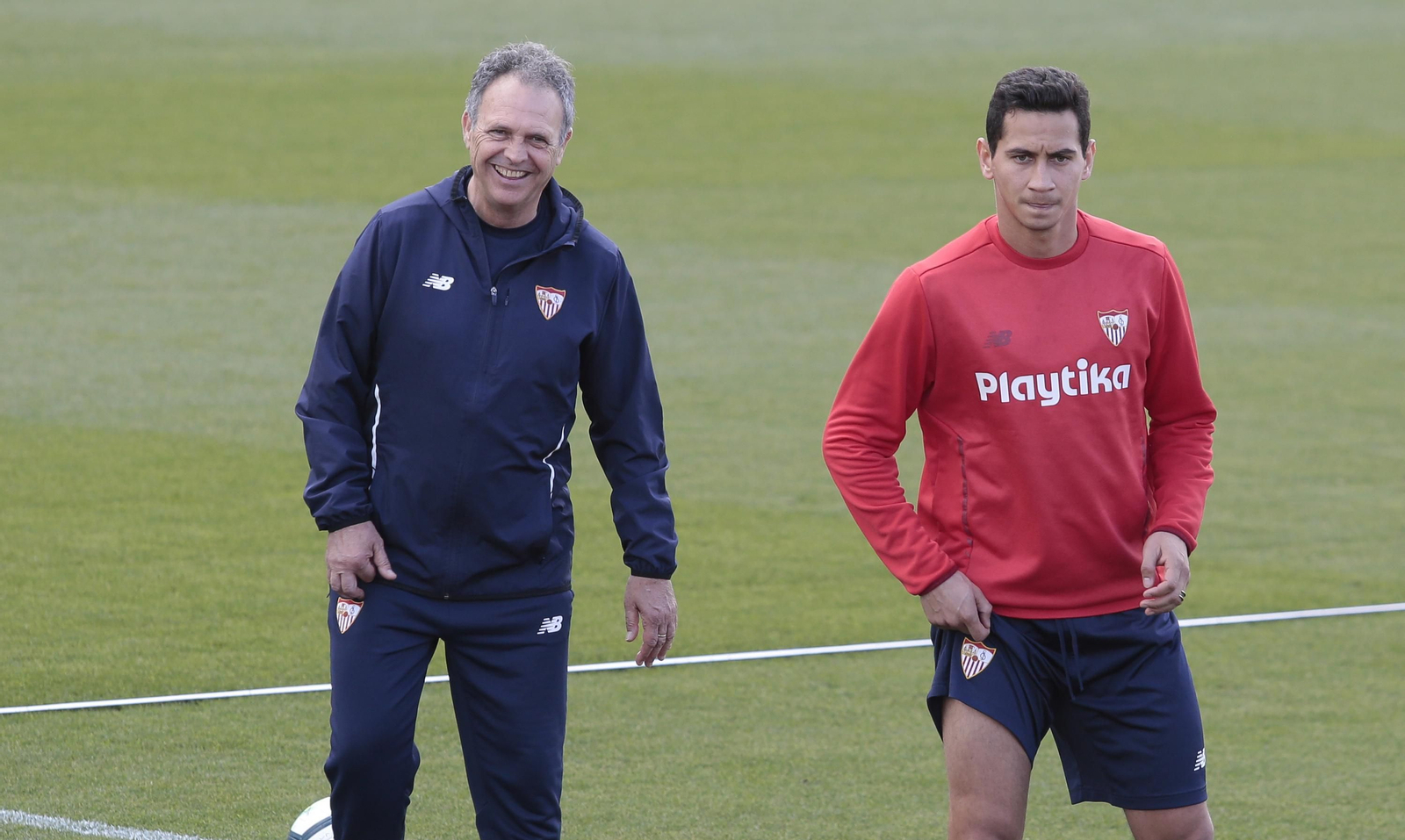Caparrós y Ganso, en un entrenamiento de la pasada temporada.