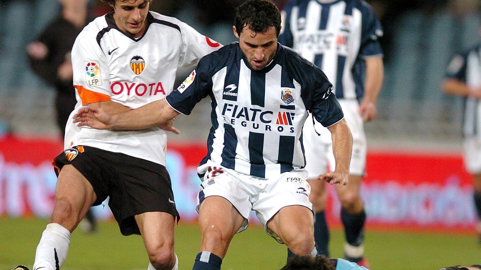 Con Pablo Aimar en una Real Sociedad-Valencia.