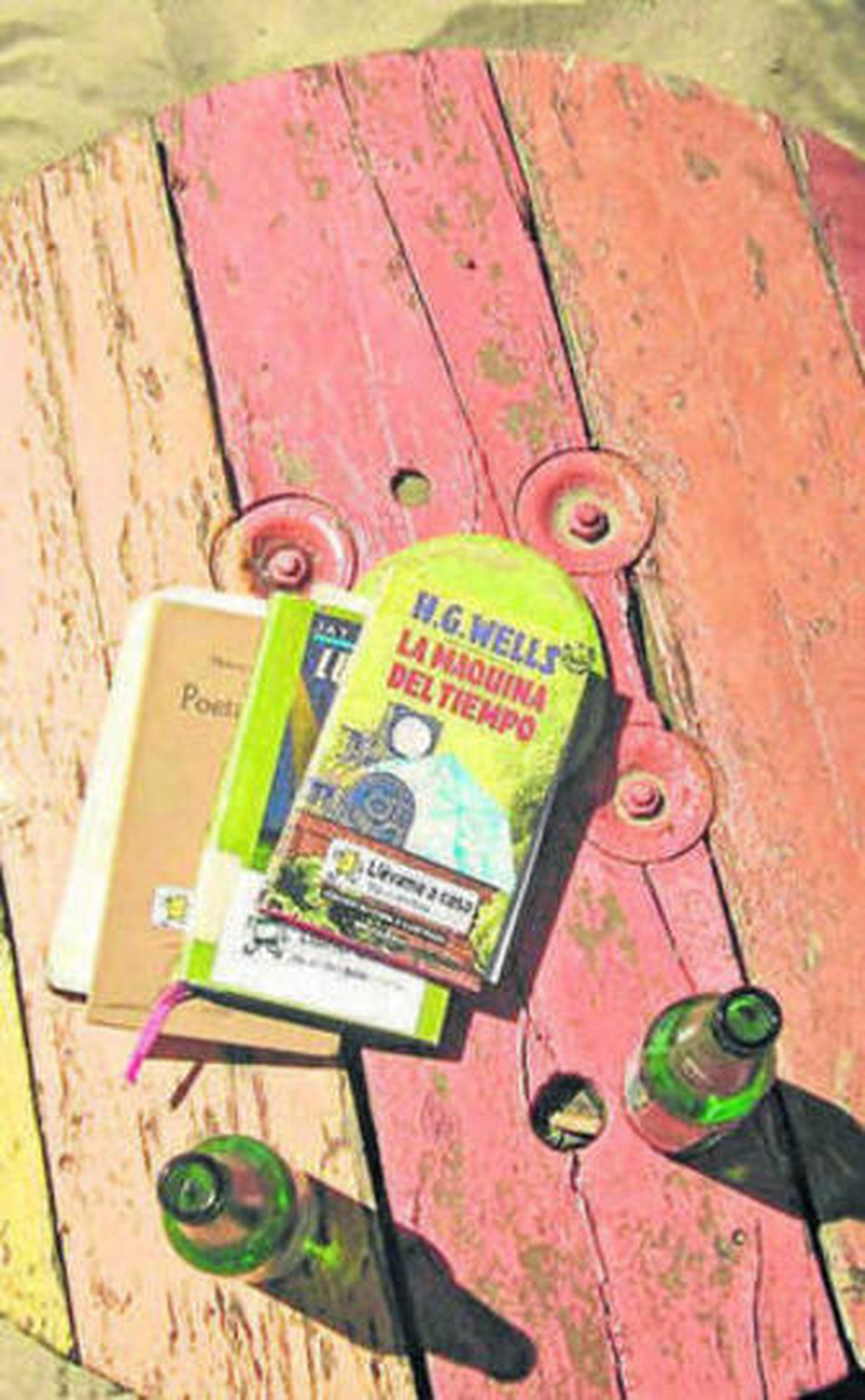 Libros en la playa.