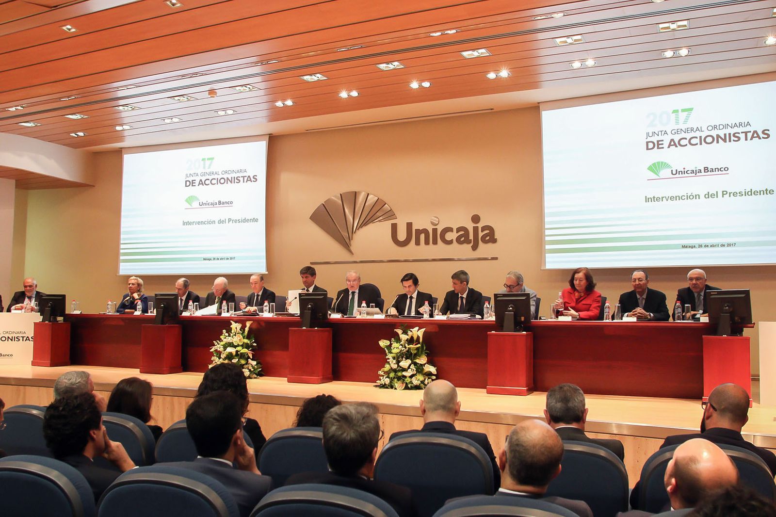 Un momento de la Junta General Ordinaria de Accionistas que celebró ayer Unicaja en Málaga.