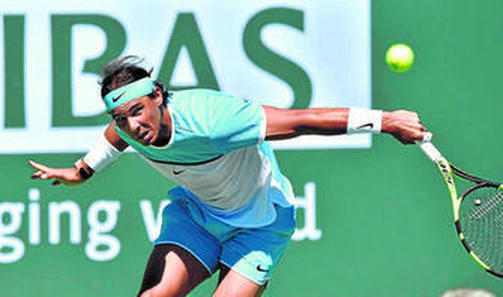 Milos Raonic en un momento de su semifinal ante Goffin en Indian Wells.