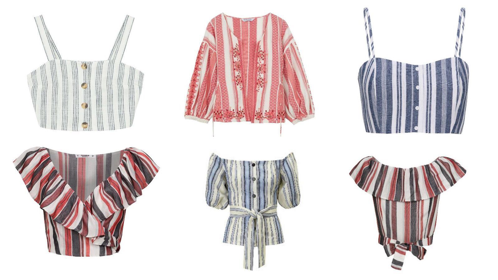 De izquierda a derecha: Bershka, Bershka, Pull & Bear (fila superior); Pull & Bear, Mango, Pull & Bear (fila inferior)