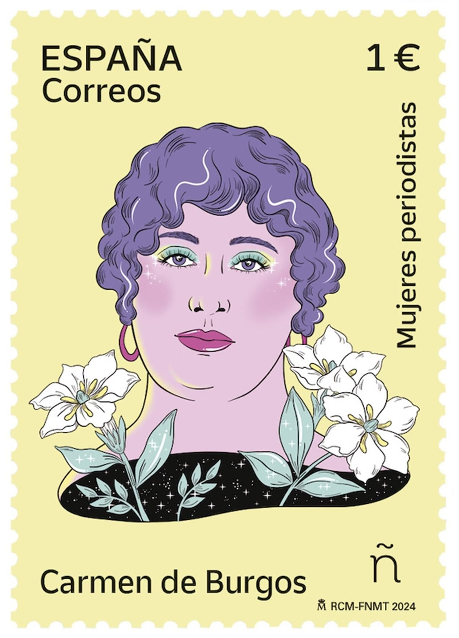 Sello de 1€ de Carmen de Burgos