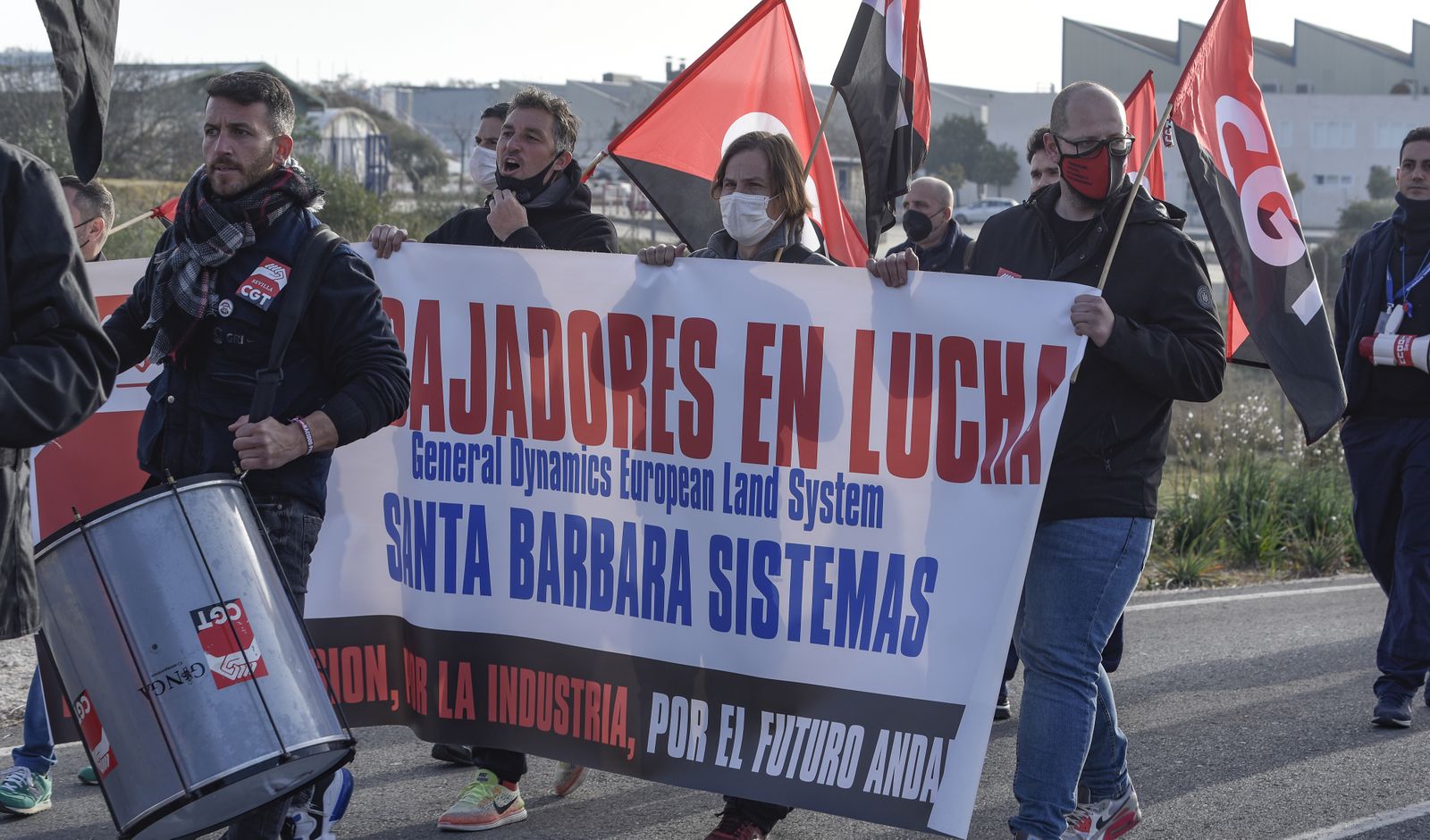 La concentración de trabajadores de la Factoría de Santa Barbara, en imágenes