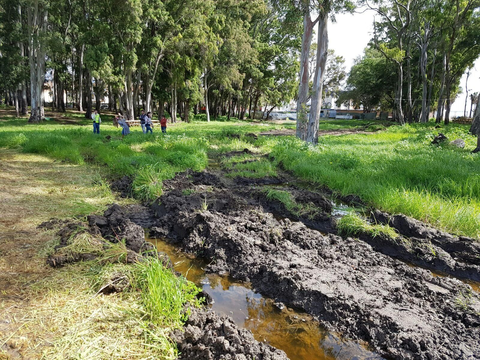 Movimientos de tierra realizados por la maquinaria en los terrenos.
