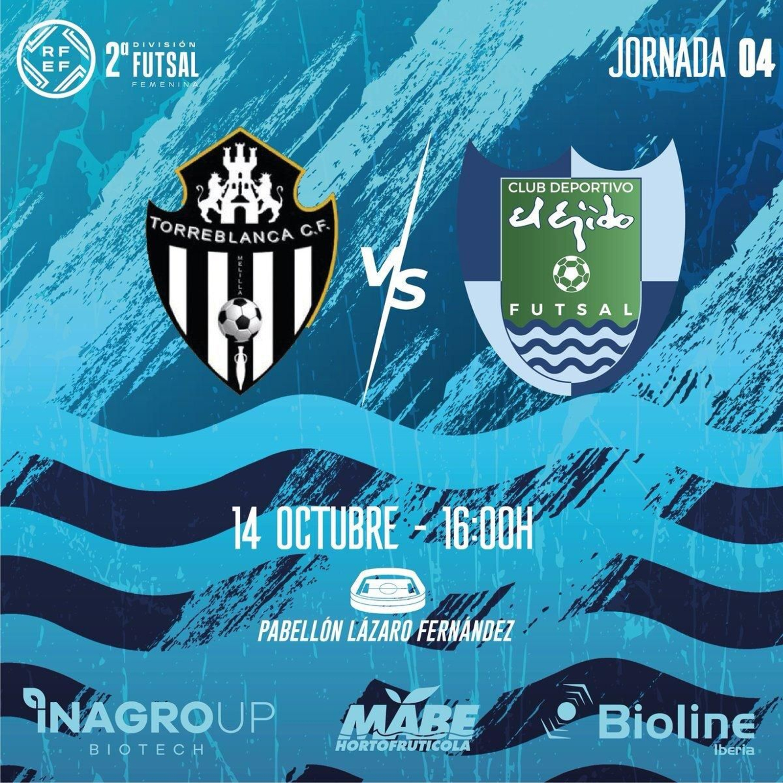 Cartel con el que el femenino de El Ejido Futsal anuncia su partido frente al Torreblanca en Melilla.