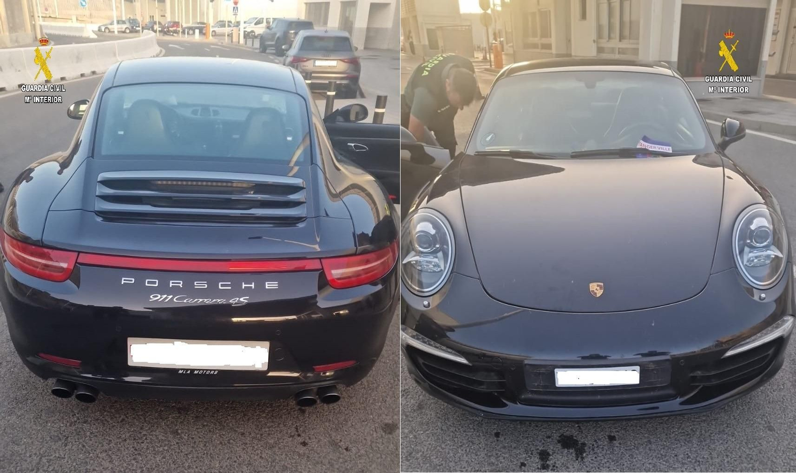Un Porsche 911, robado en Dinamarca con matrícula y documentación falsas de Suiza, valorado en 125.000 euros.